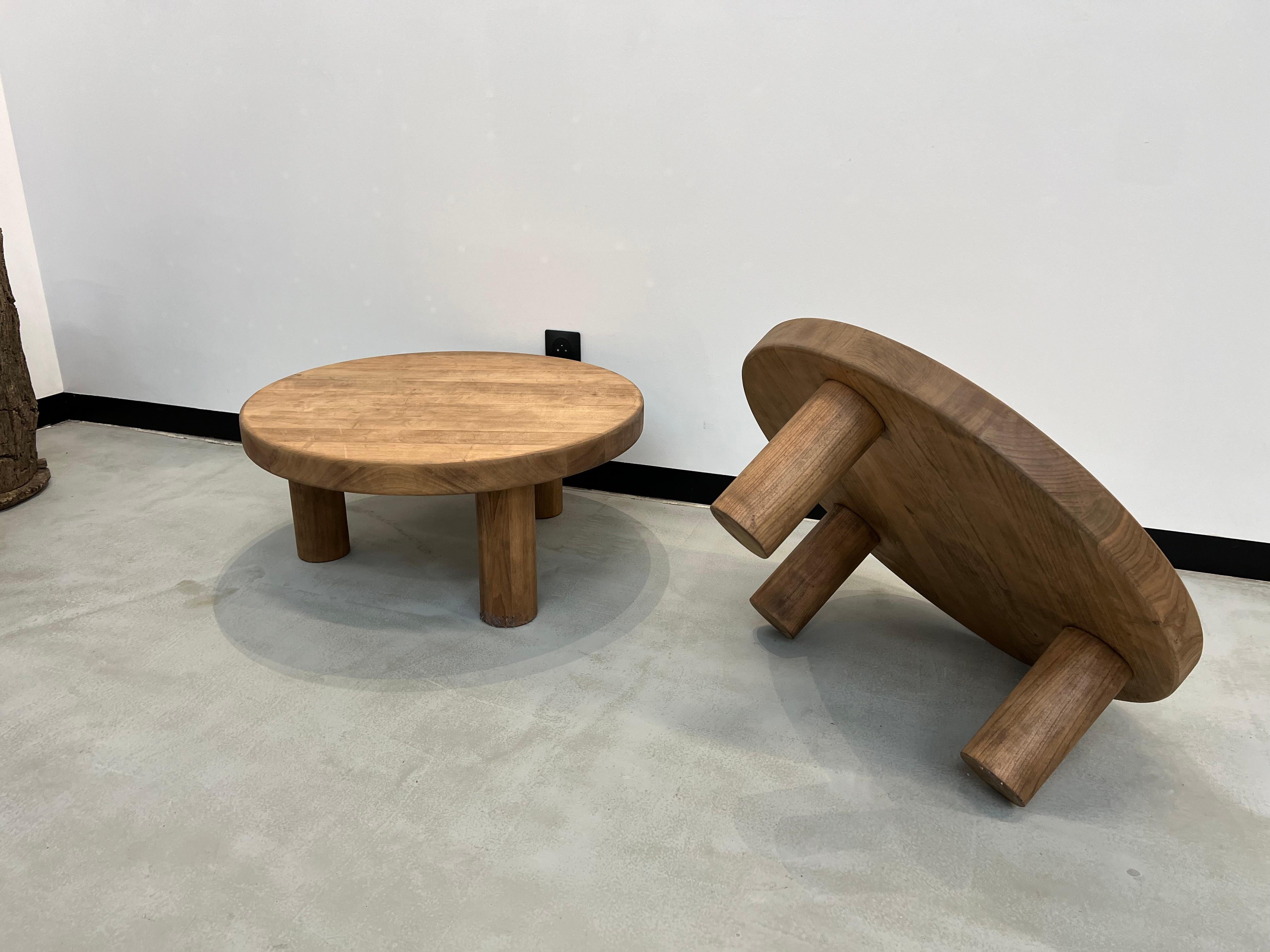 Duo of mid century circular coffee tables 13