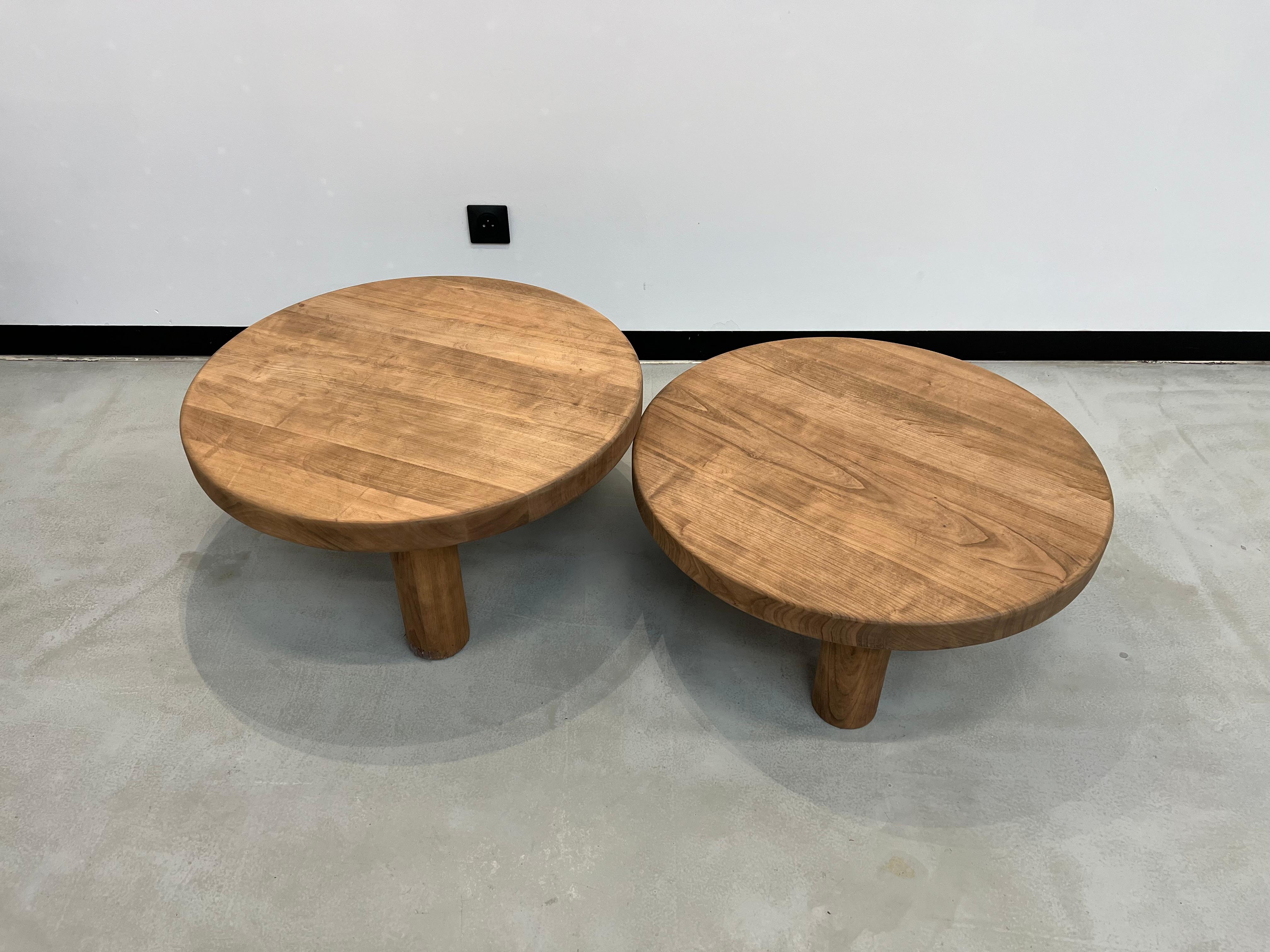 French Duo of mid century circular coffee tables