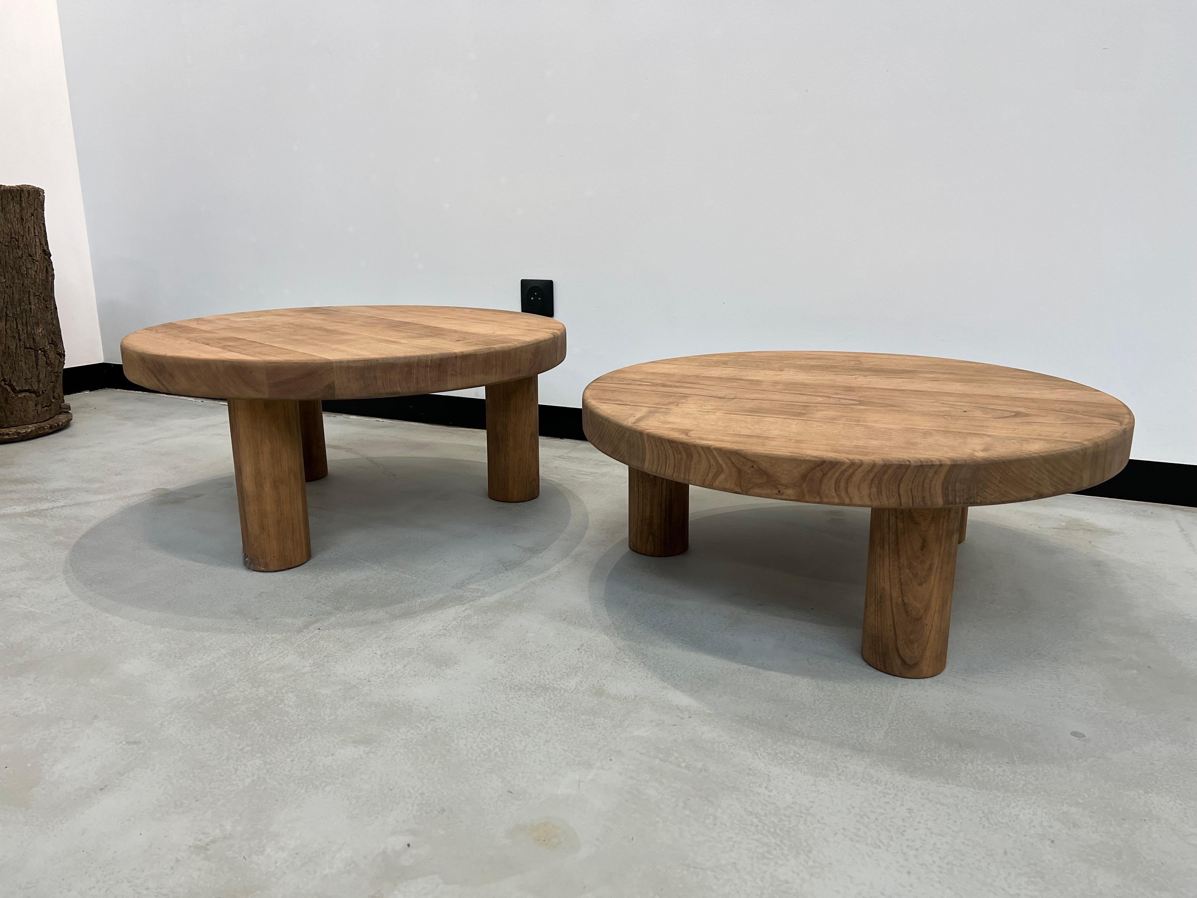 Contemporary Duo of mid century circular coffee tables