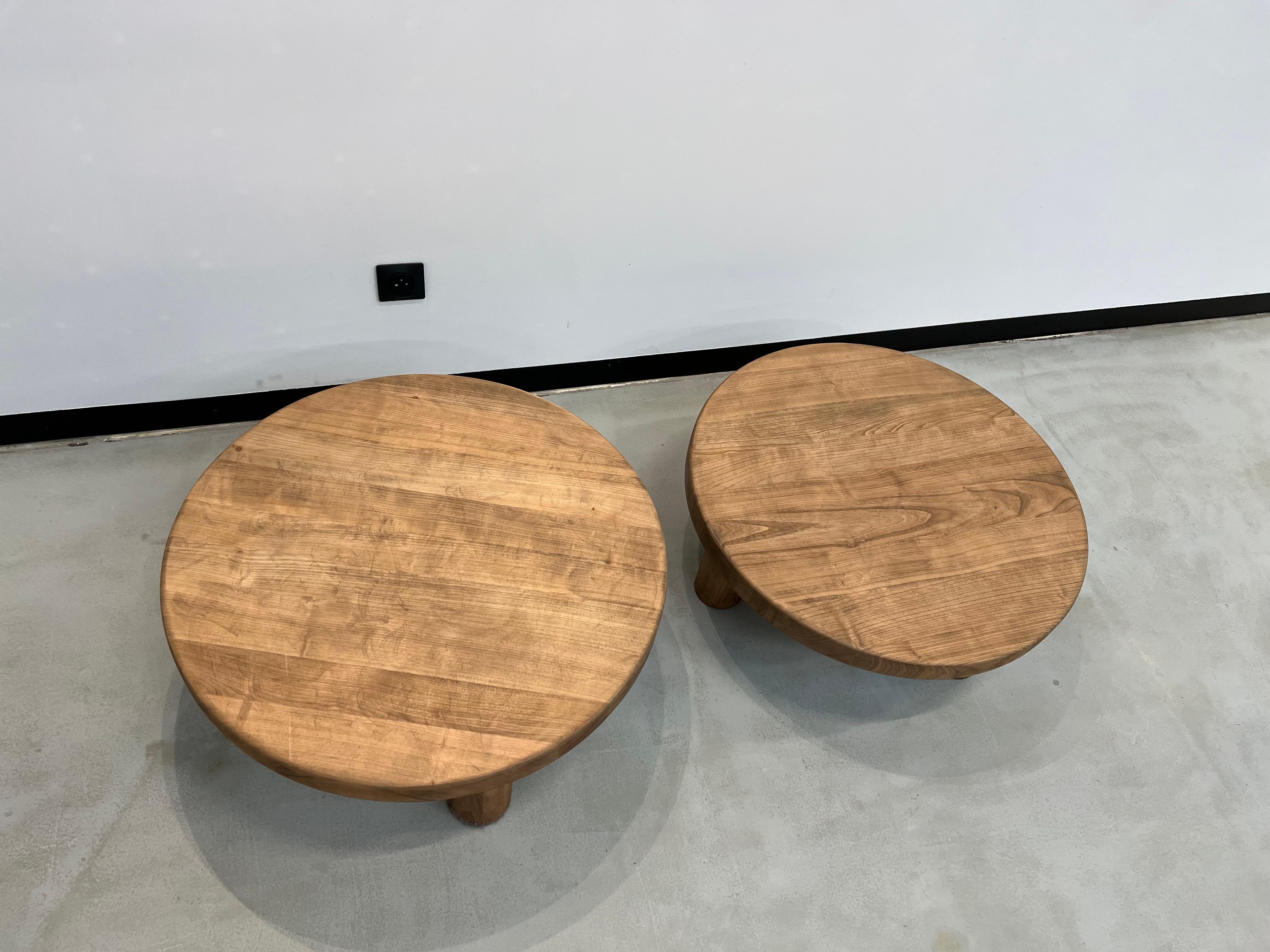 Duo of mid century circular coffee tables 1