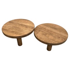 Duo of mid century circular coffee tables