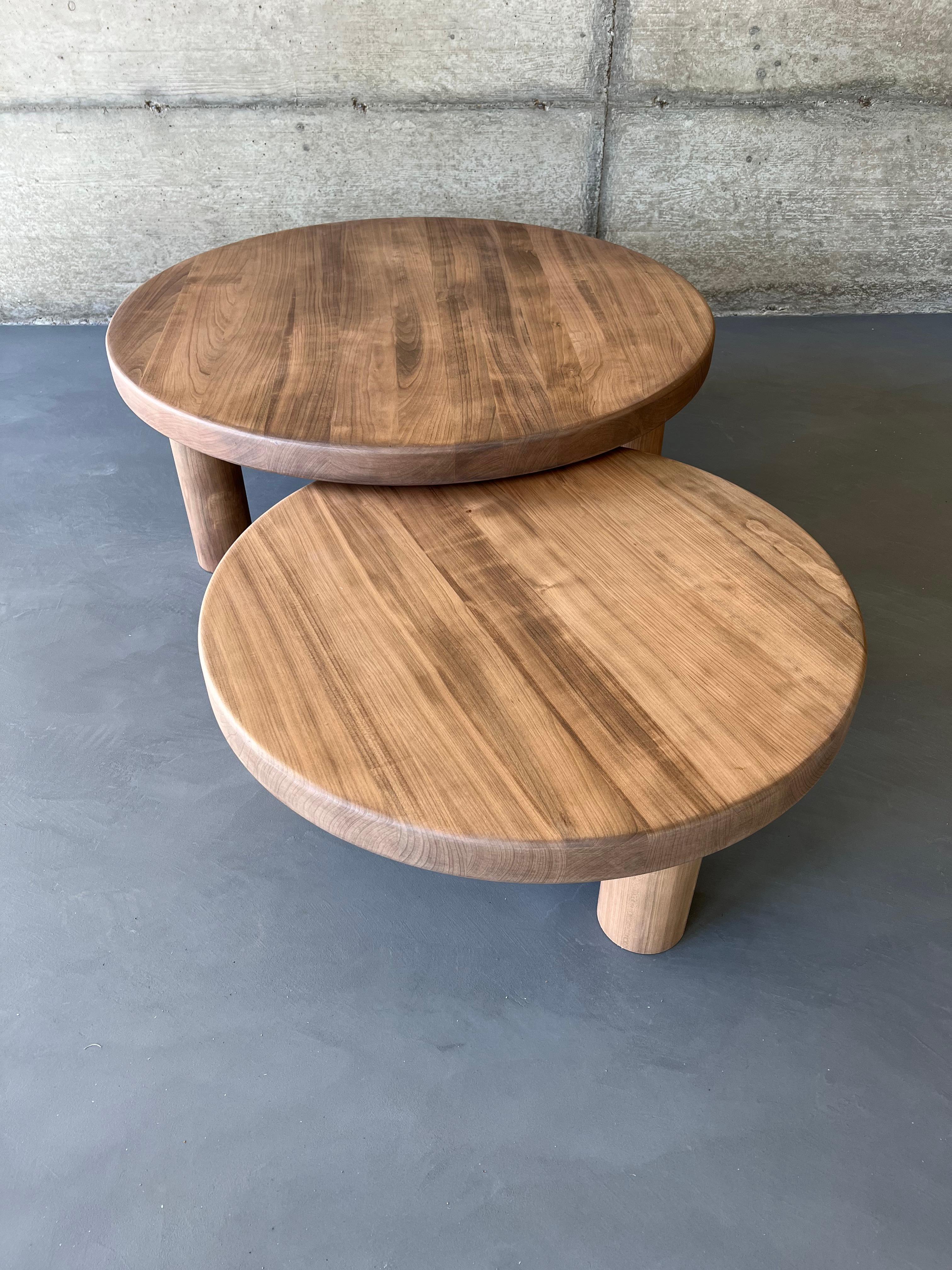 Duo of Mid-Century Style Coffee Tables in Solid Cherry Wood 10