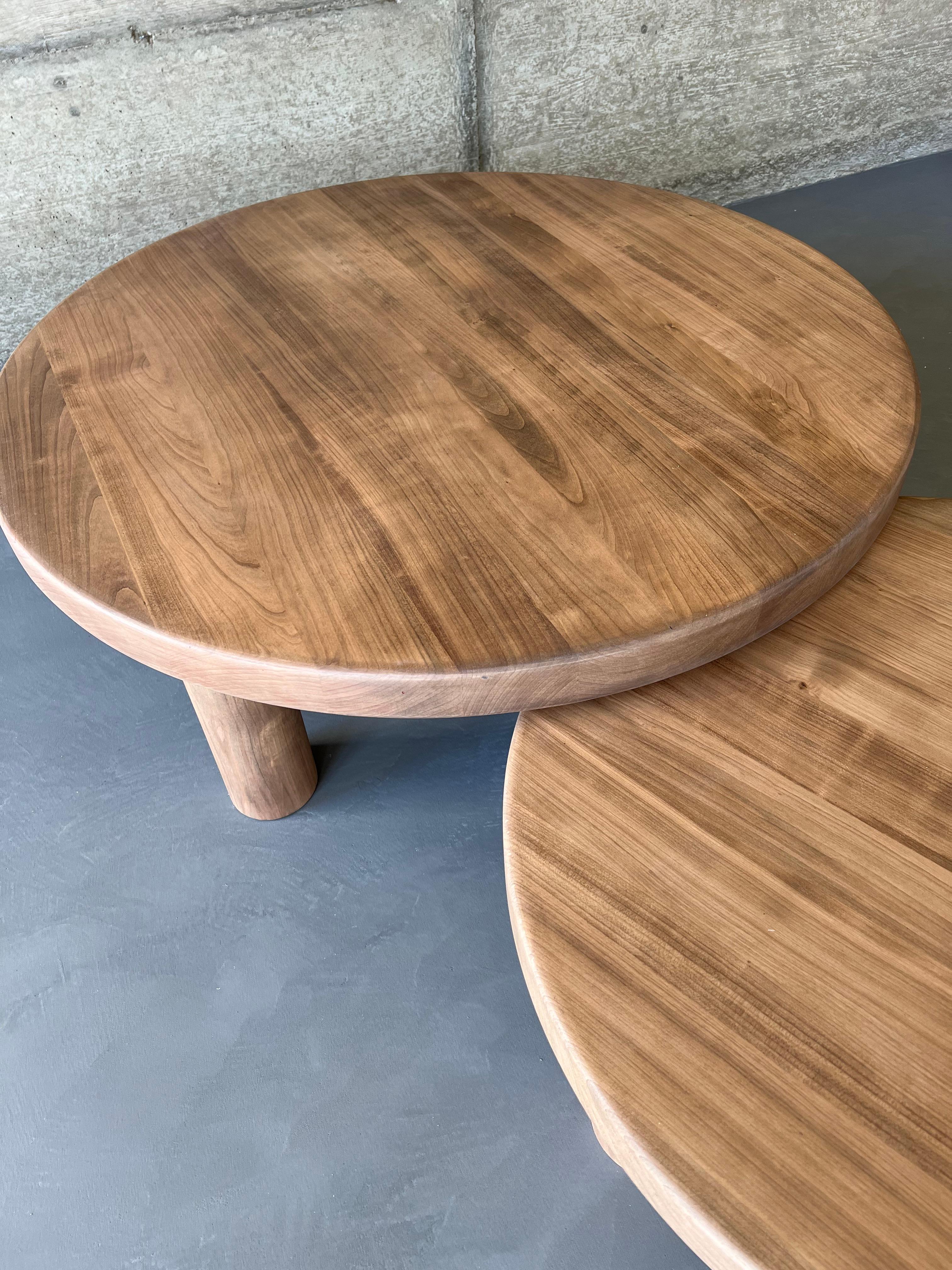 Duo of Mid-Century Style Coffee Tables in Solid Cherry Wood 11