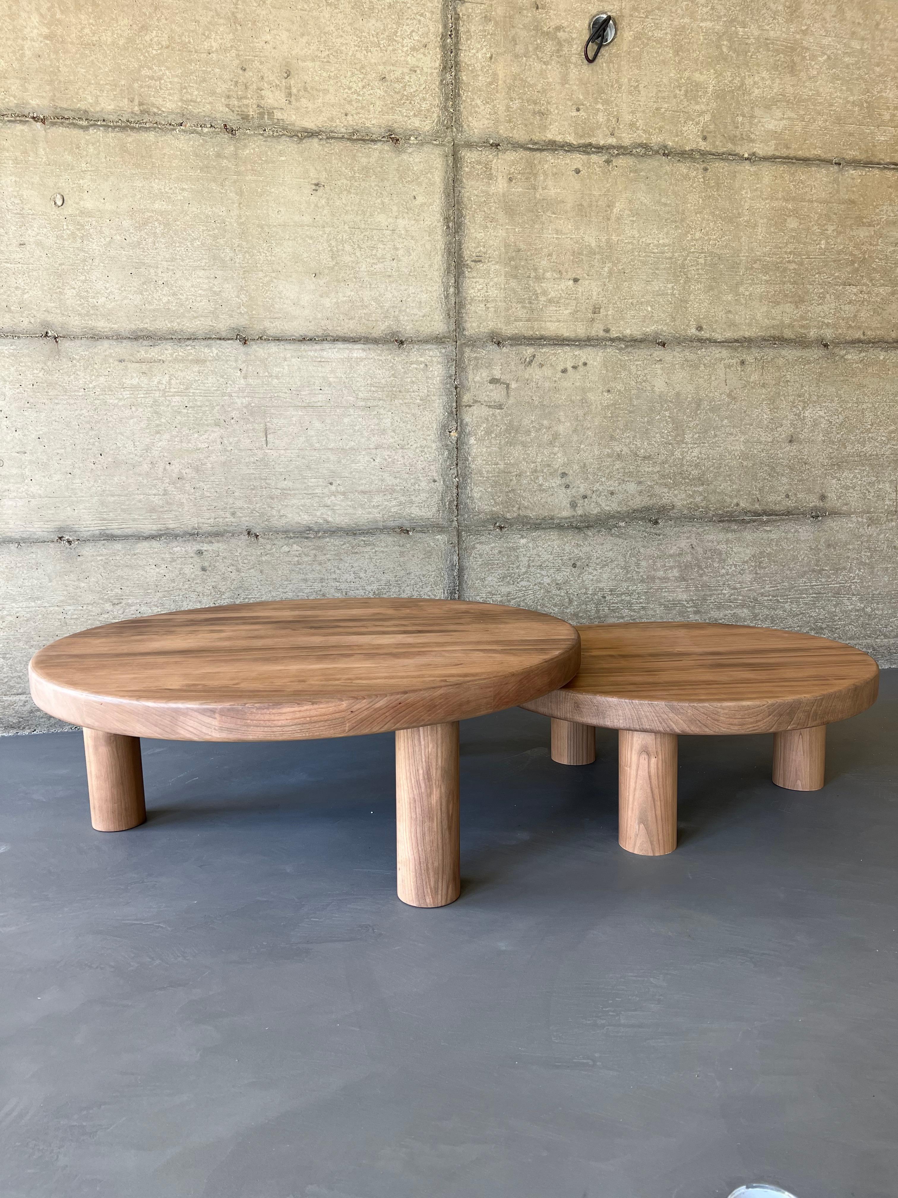 Mid-Century Modern Duo of Mid-Century Style Coffee Tables in Solid Cherry Wood