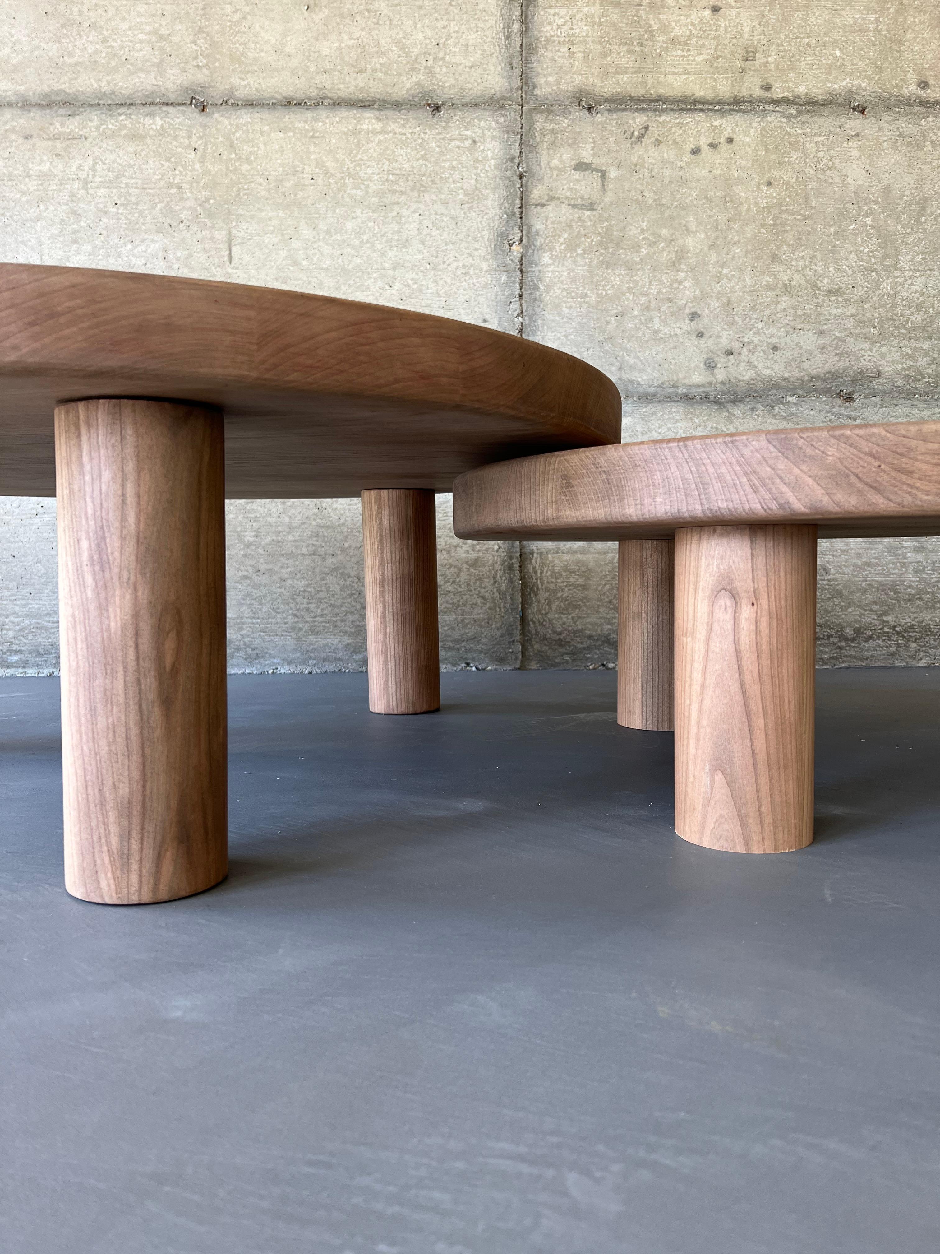 Mid-20th Century Duo of Mid-Century Style Coffee Tables in Solid Cherry Wood