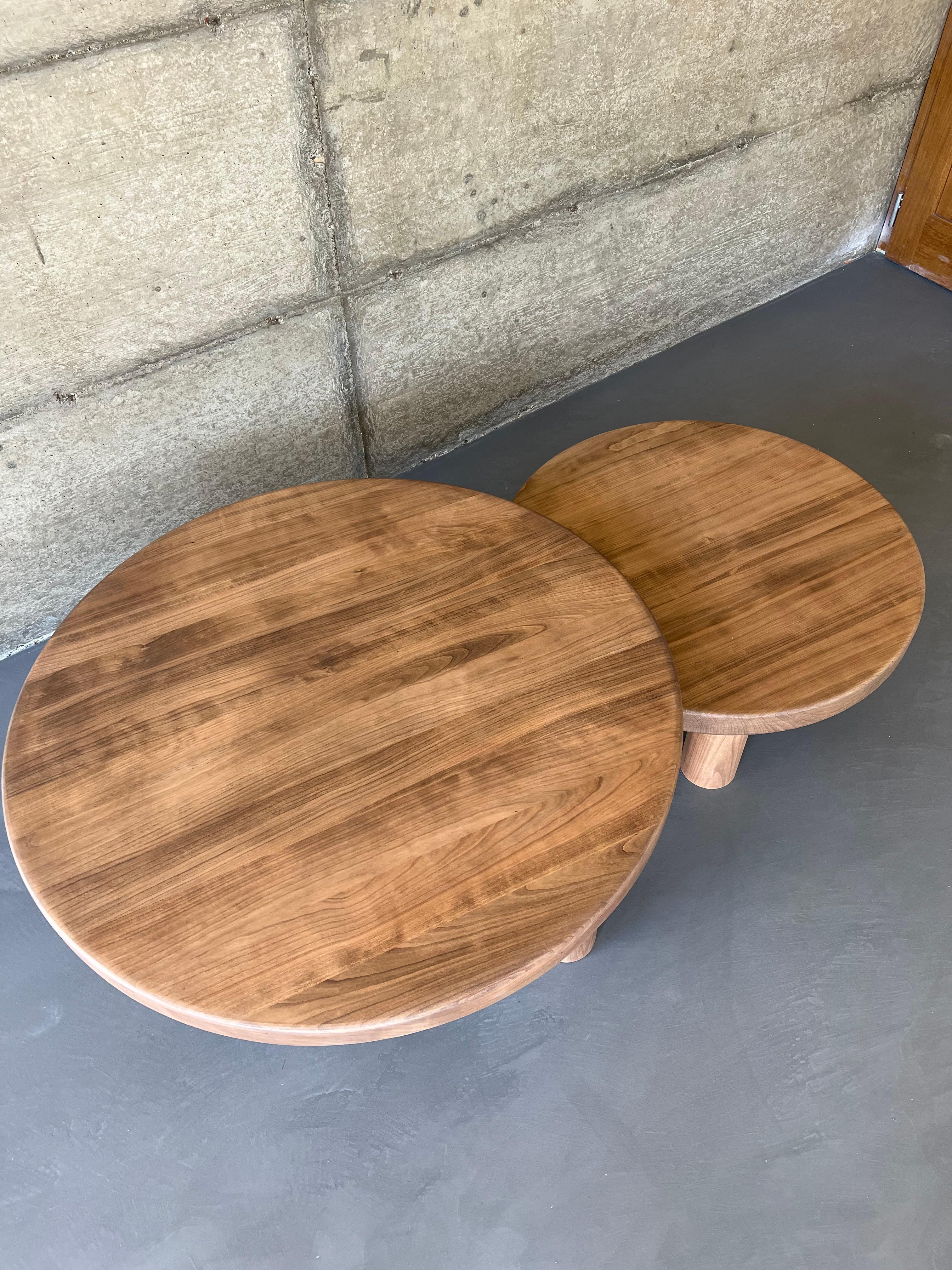 Duo of Mid-Century Style Coffee Tables in Solid Cherry Wood 1