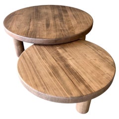 Duo of Mid-Century Style Coffee Tables in Solid Cherry Wood