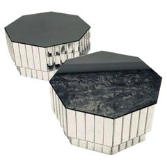 Duo of Octagonal Coffee Tables with Facets, French Creation / Circa 1970