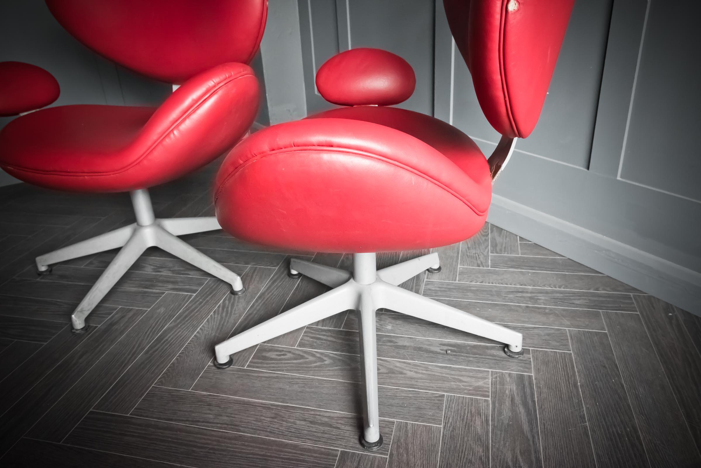 Duo of Red Salon Chairs For Sale 8