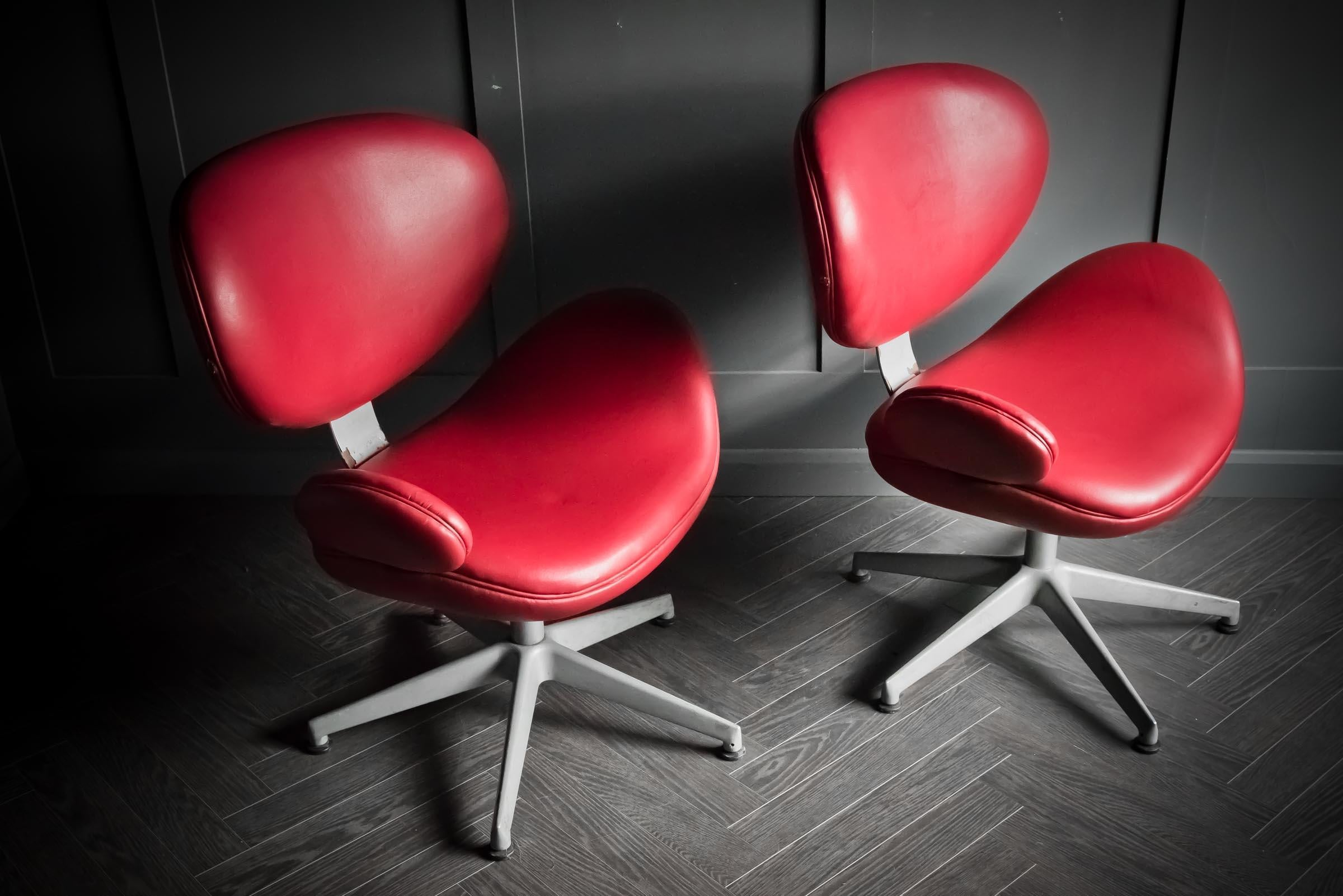 Duo of Red Salon Chairs For Sale 10