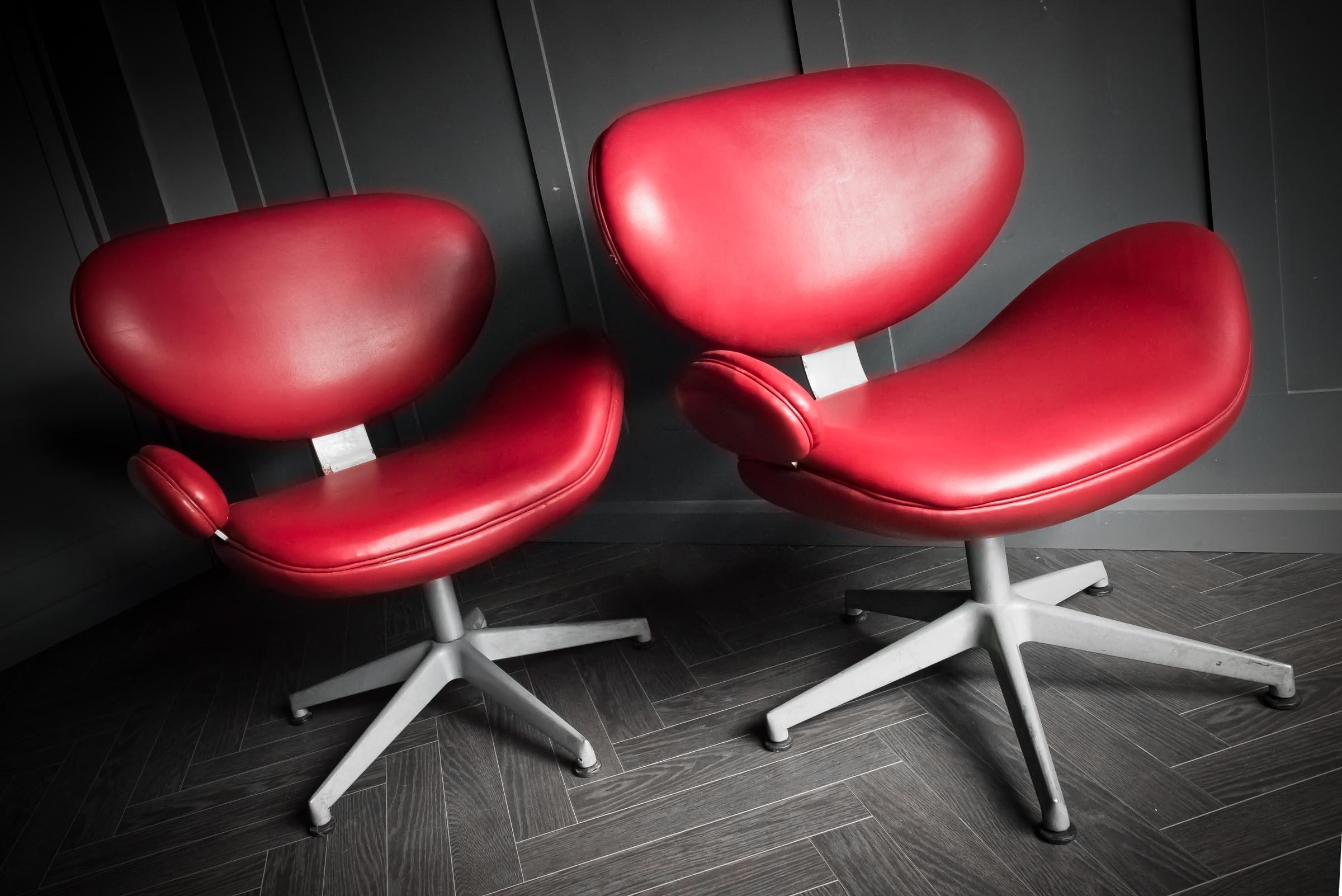 Duo of Red Salon Chairs For Sale 11