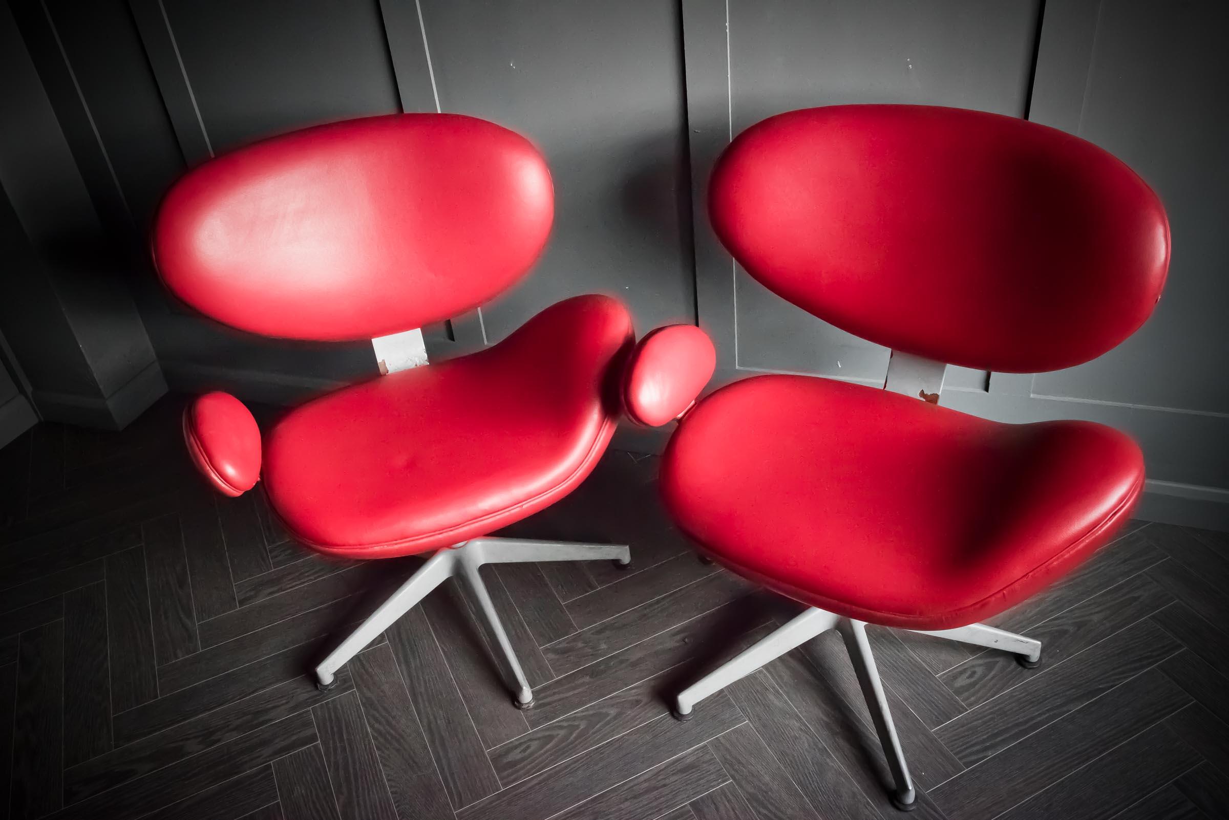 Duo of Red Salon Chairs For Sale 13