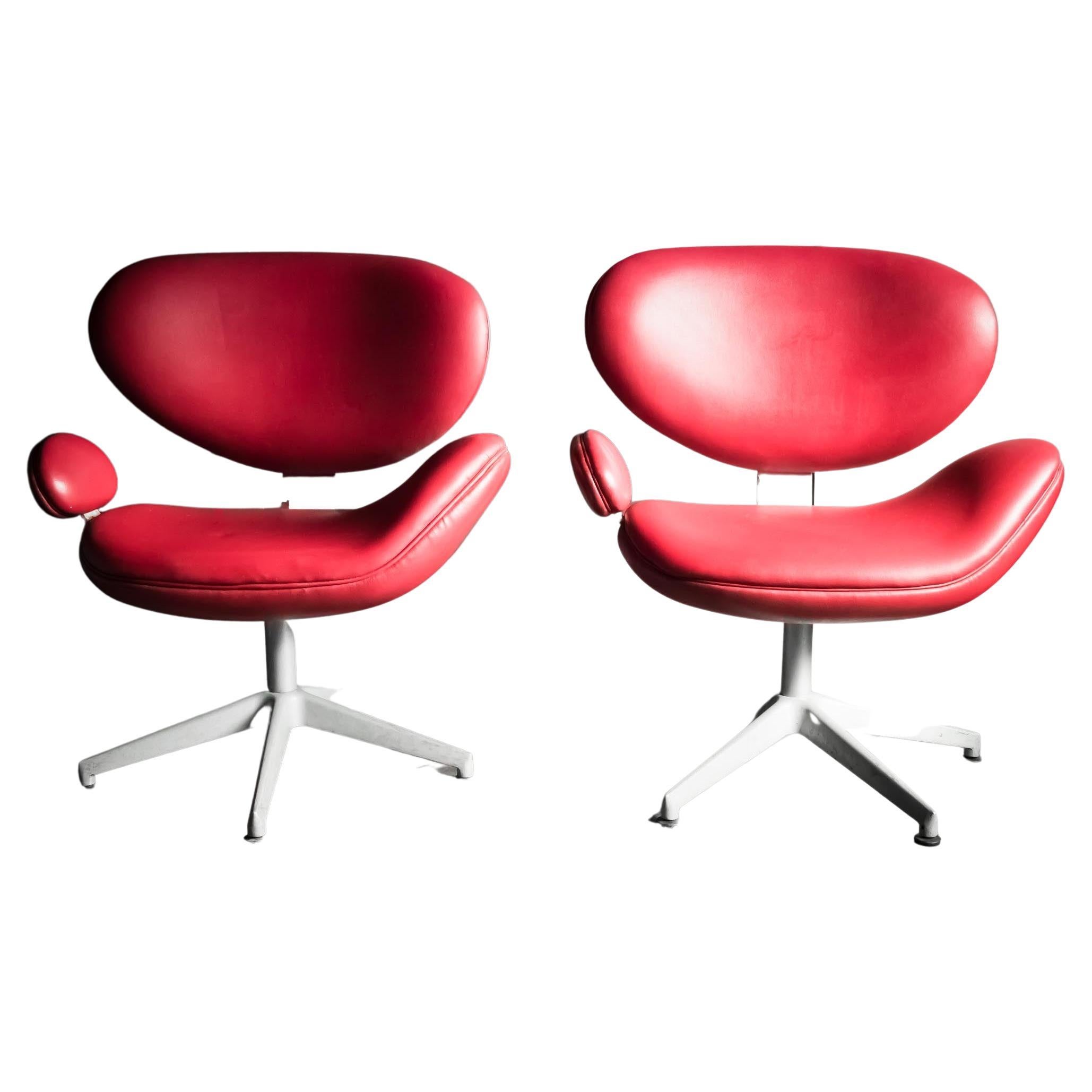 Duo de fauteuils de salon rouges