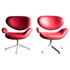 Vintage Duo of Red Salon Chairs