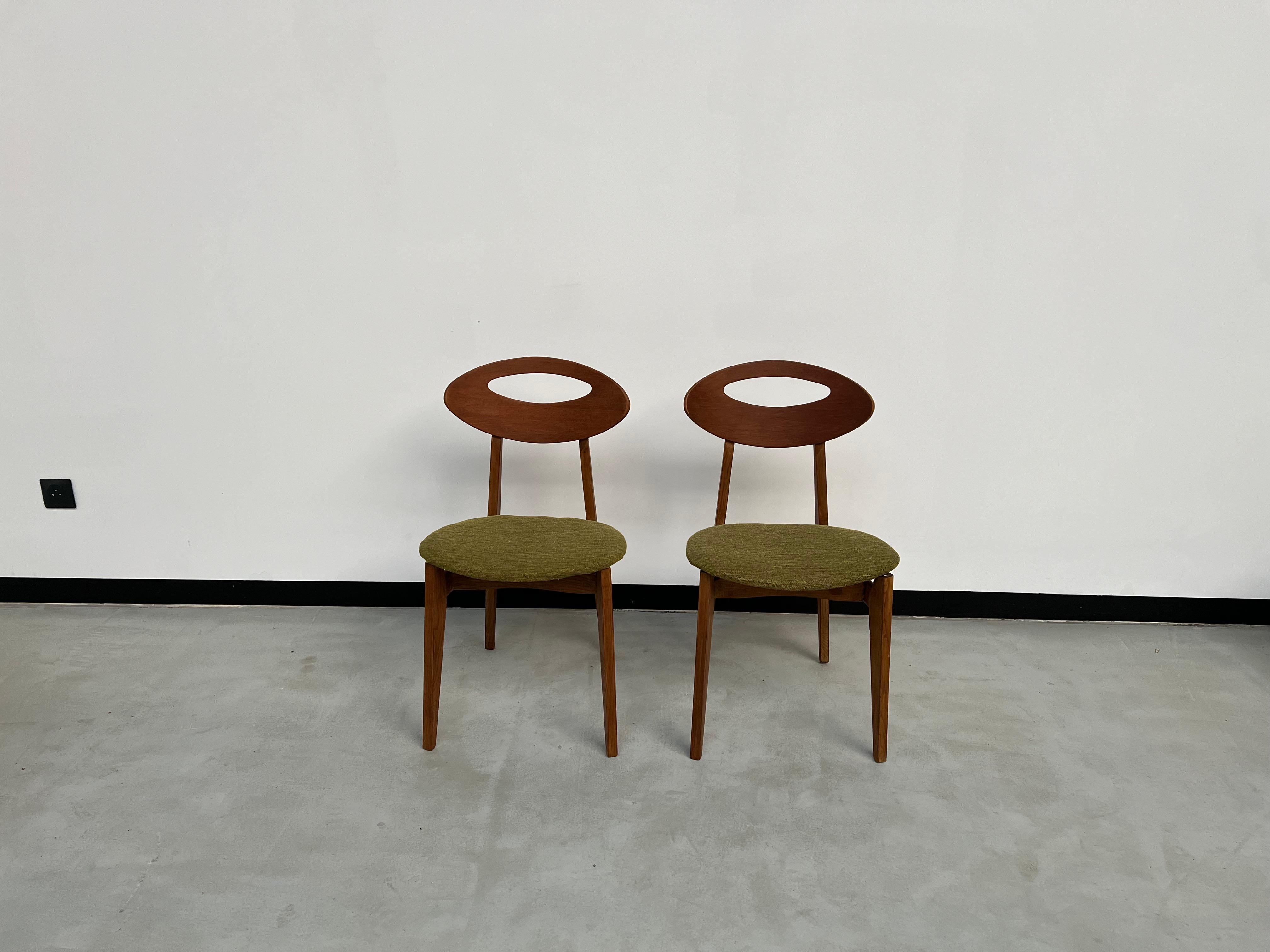  Duo of Roger Landault chairs for Sentou, France 50's 11