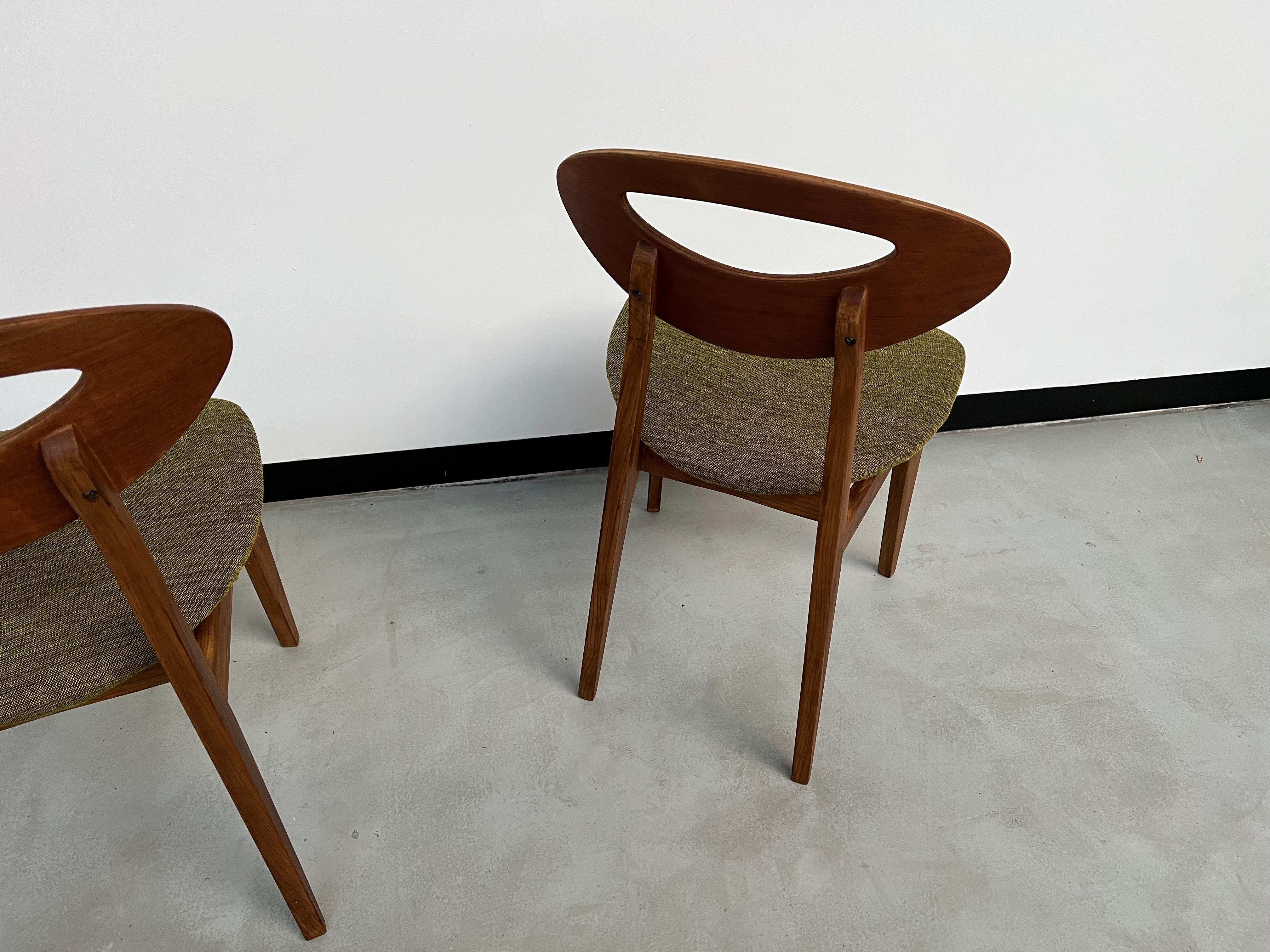 Teak  Duo of Roger Landault chairs for Sentou, France 50's