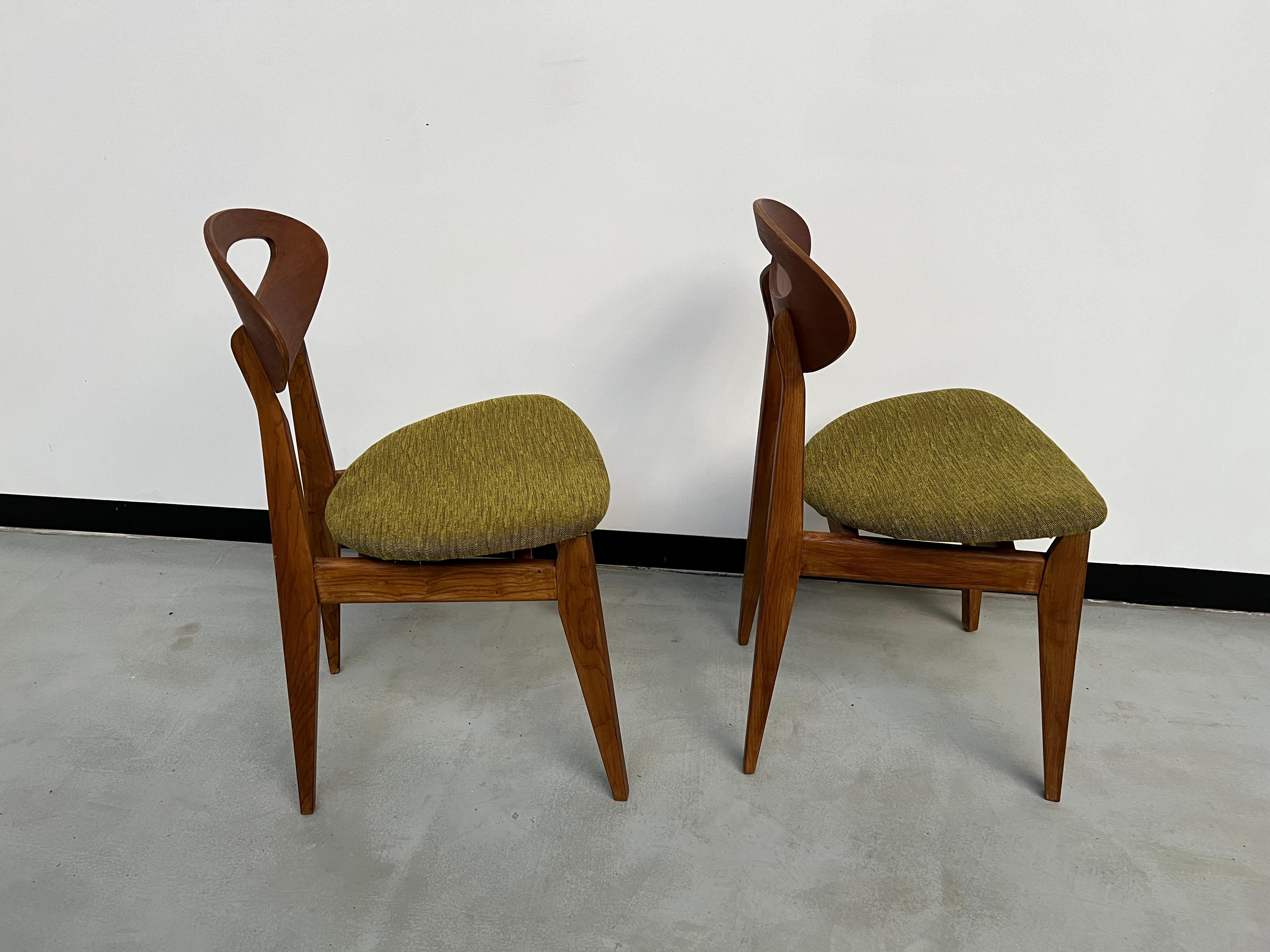  Duo of Roger Landault chairs for Sentou, France 50's 1