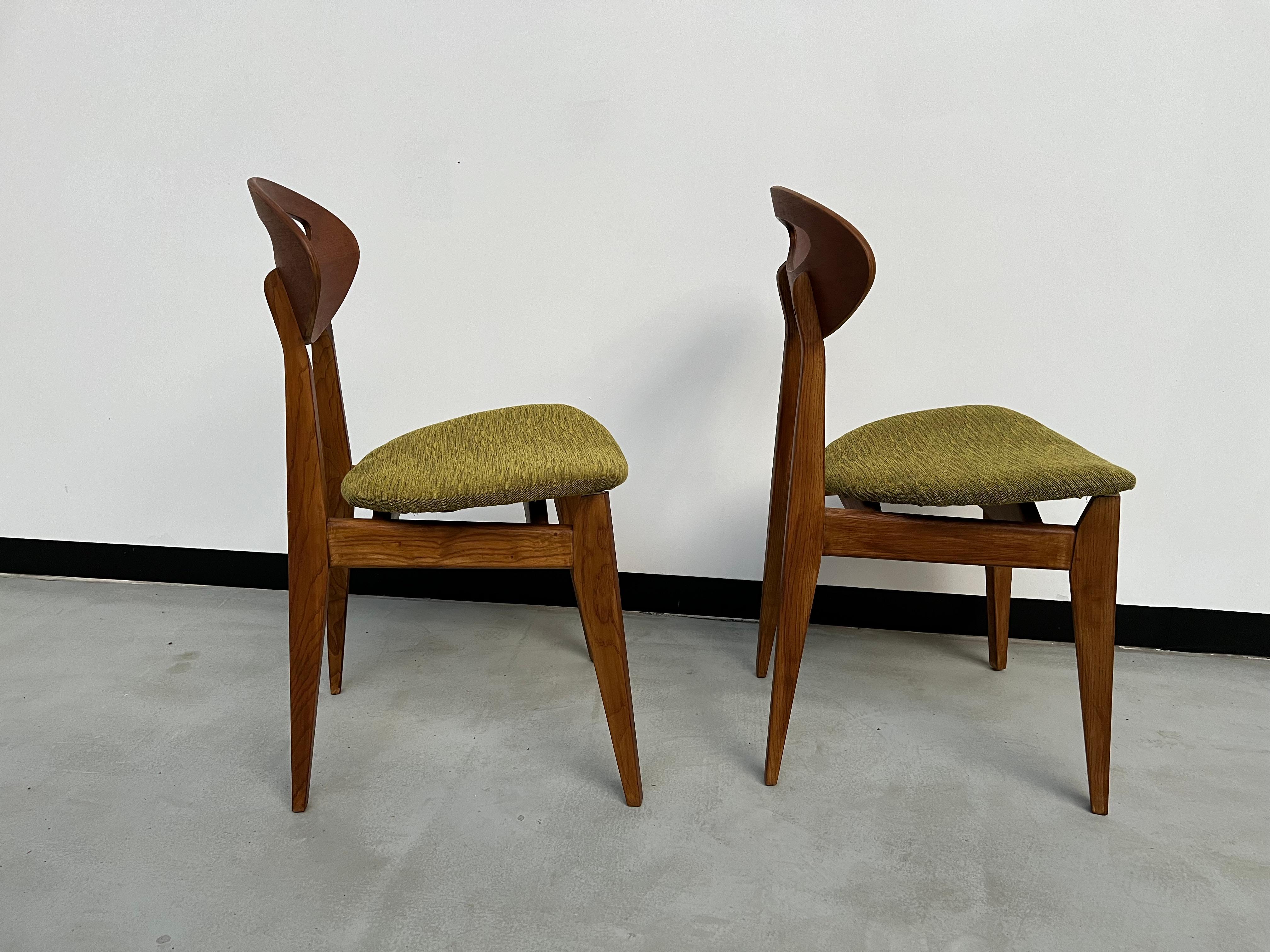  Duo of Roger Landault chairs for Sentou, France 50's 2