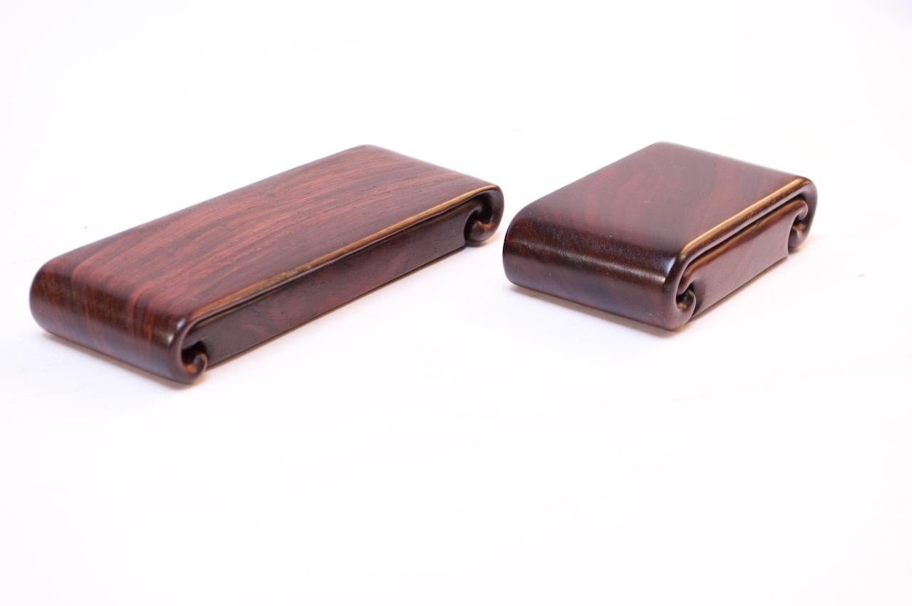 Duo of Sculptural Rosewood Jewelry Boxes by Richard Rothbard In Good Condition For Sale In Brooklyn, NY