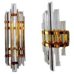 Vintage Duo of Wall Lamps Venini Glass from Murano, Italy, 1970