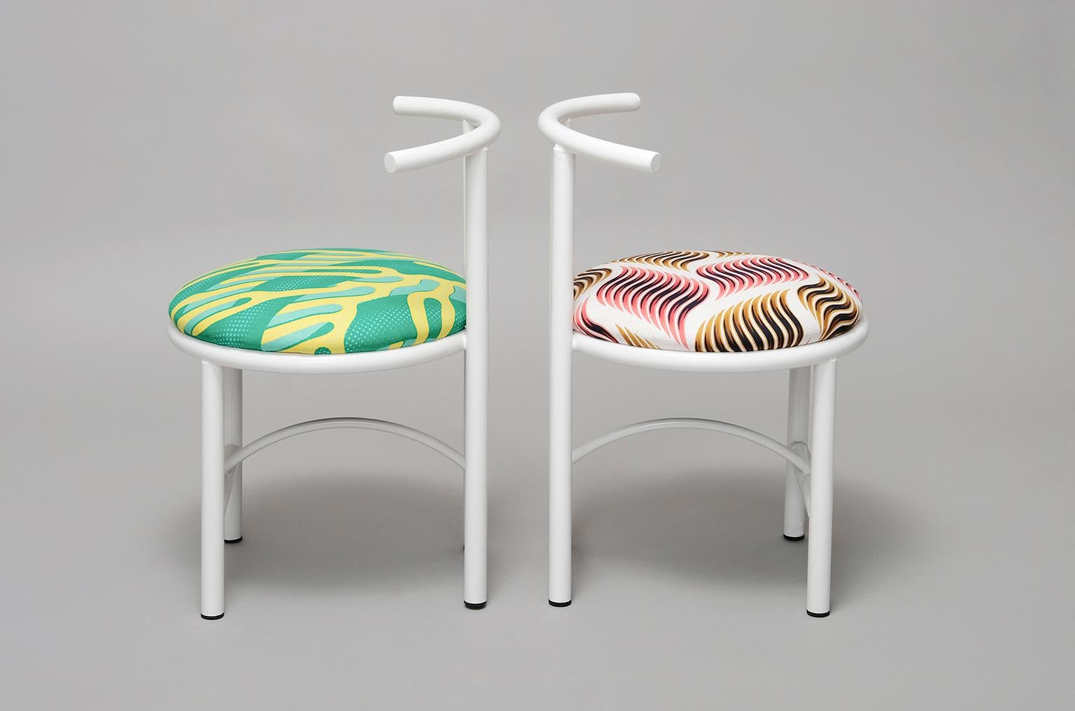 Modern Duo Set, Diner Metal Chair, Colorful Textile, Contemporary Style For Sale