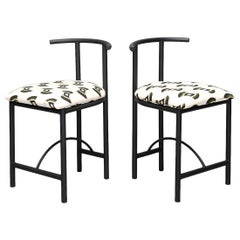 Duo Set, Diner Metal Chair, Wax Cotton Textile, Contemporary Style