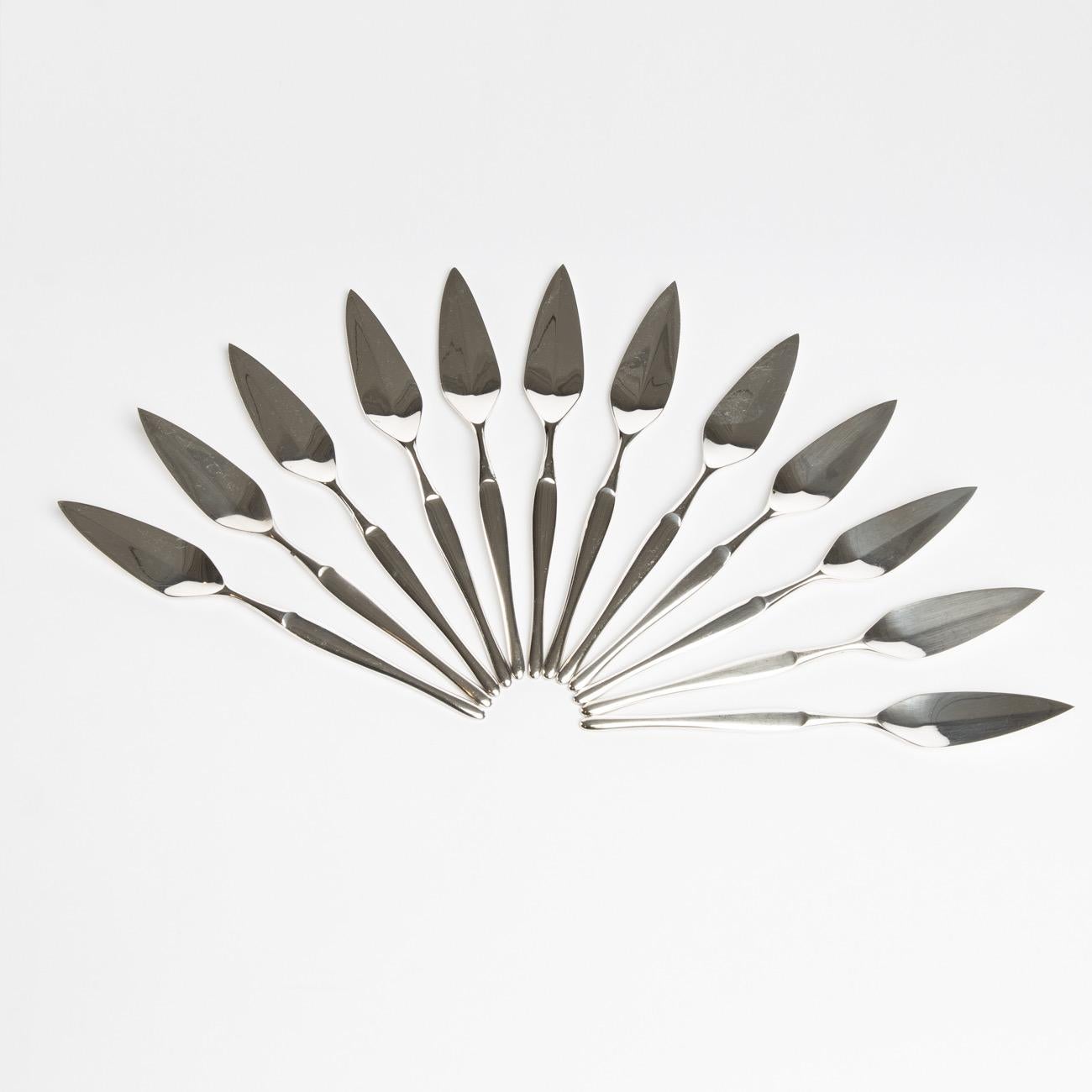 Mid-20th Century Duo, Silver-Plated Metal Flatware Set for 12 People, Tapio Wirkkala, Christofle For Sale