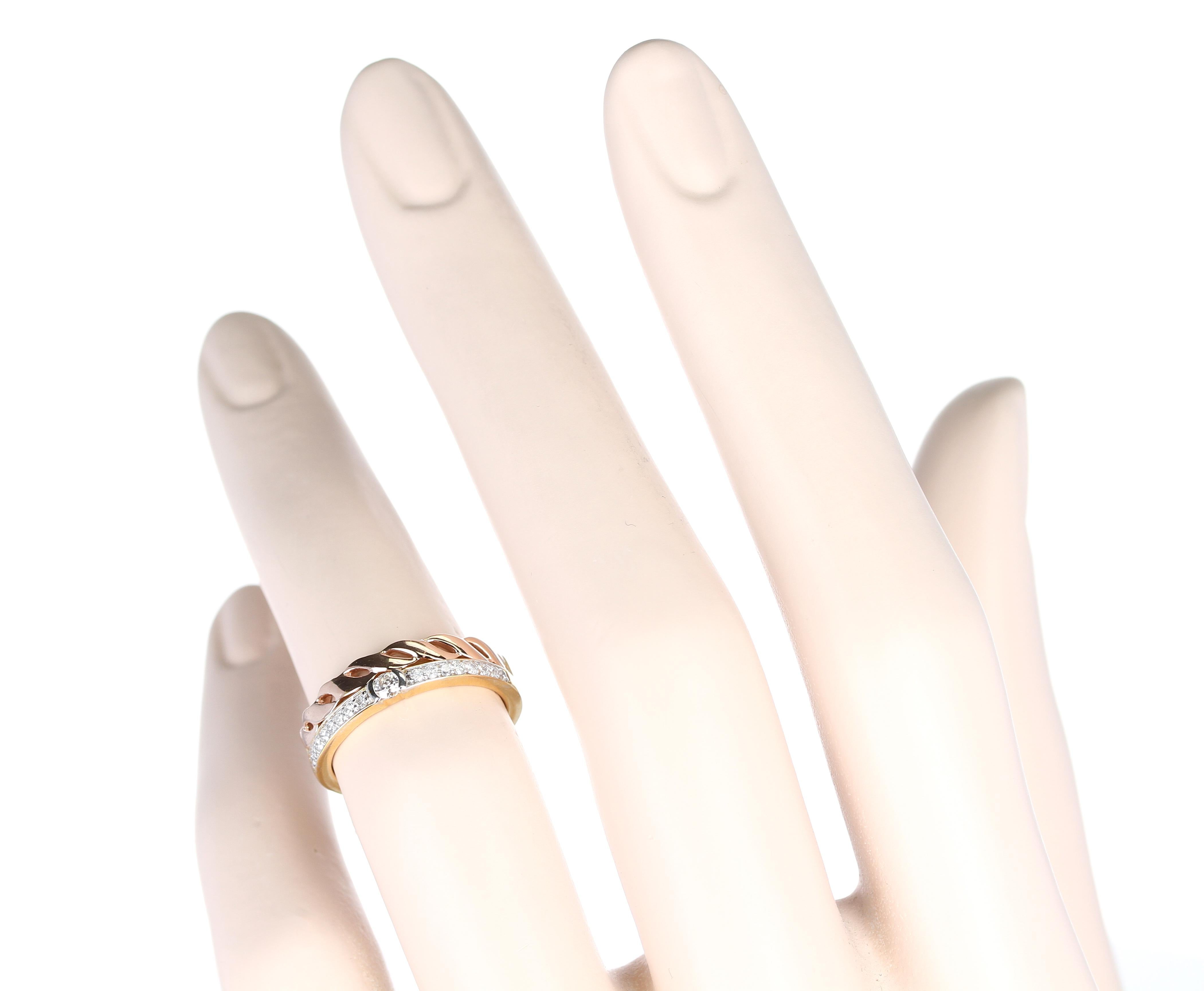 Duo Stack Ring with Fusion Yellow and Rope Rose Gold with Diamonds, 14 Karat 3