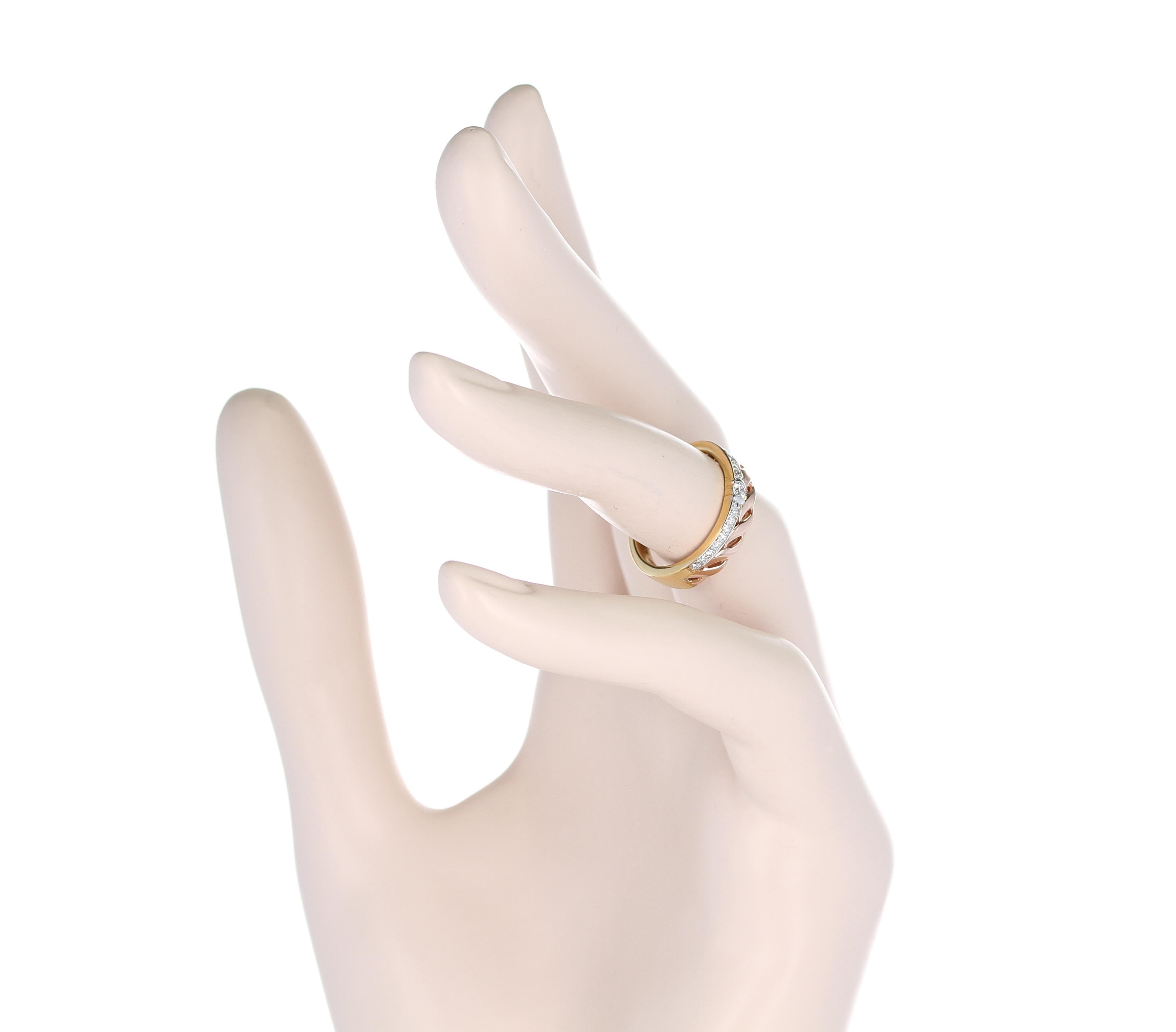 Duo Stack Ring with Fusion Yellow and Rope Rose Gold with Diamonds, 14 Karat 4