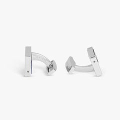 Duo Switch Cufflinks in Onyx and Blue Enamel