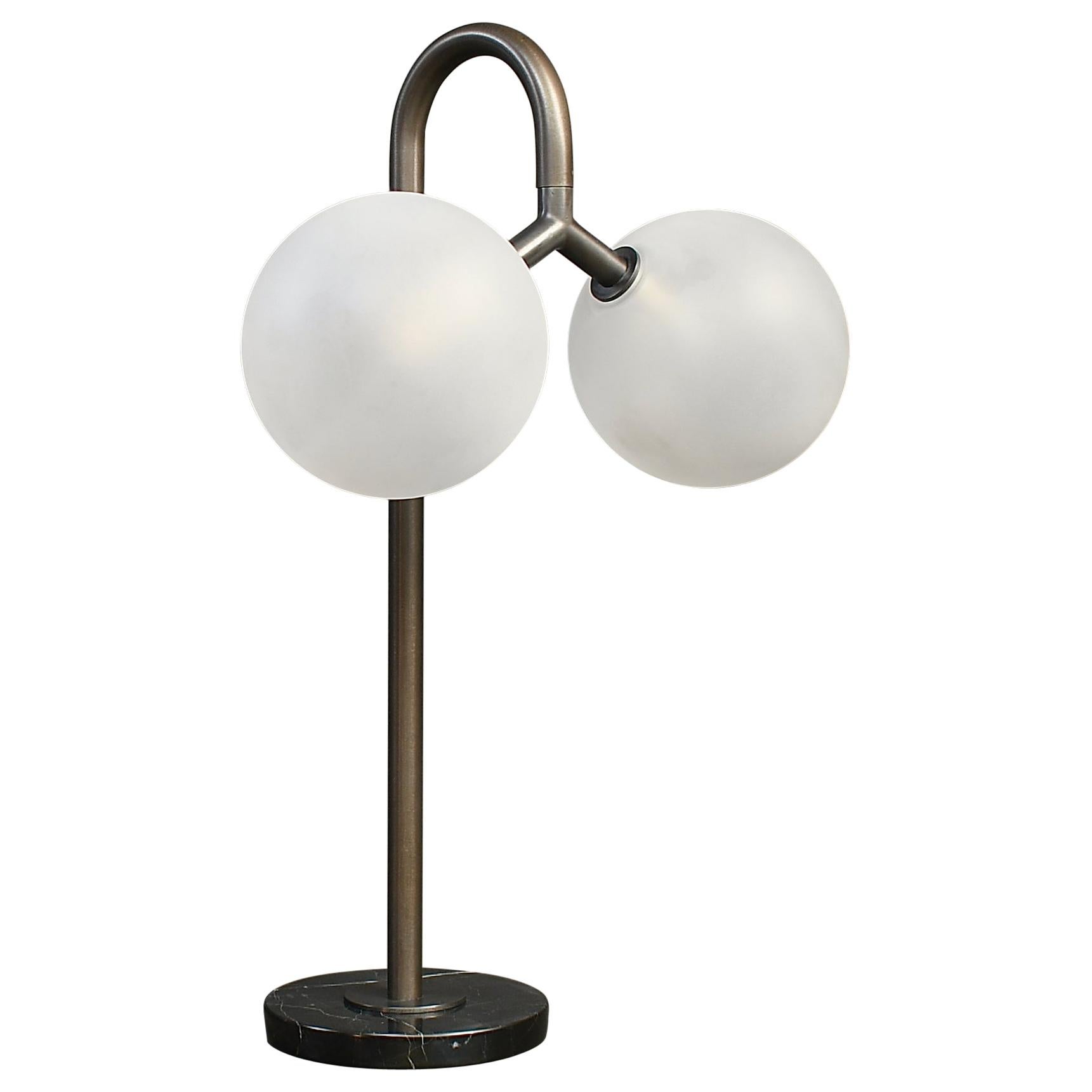 Duo Table Lamp in Bronze, Blown Glass and Marble by Blueprint Lighting
