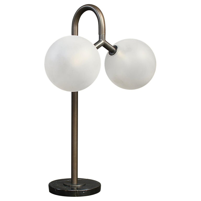 Duo Table Lamp in Bronze, Blown Glass and Marble by Blueprint Lighting For Sale