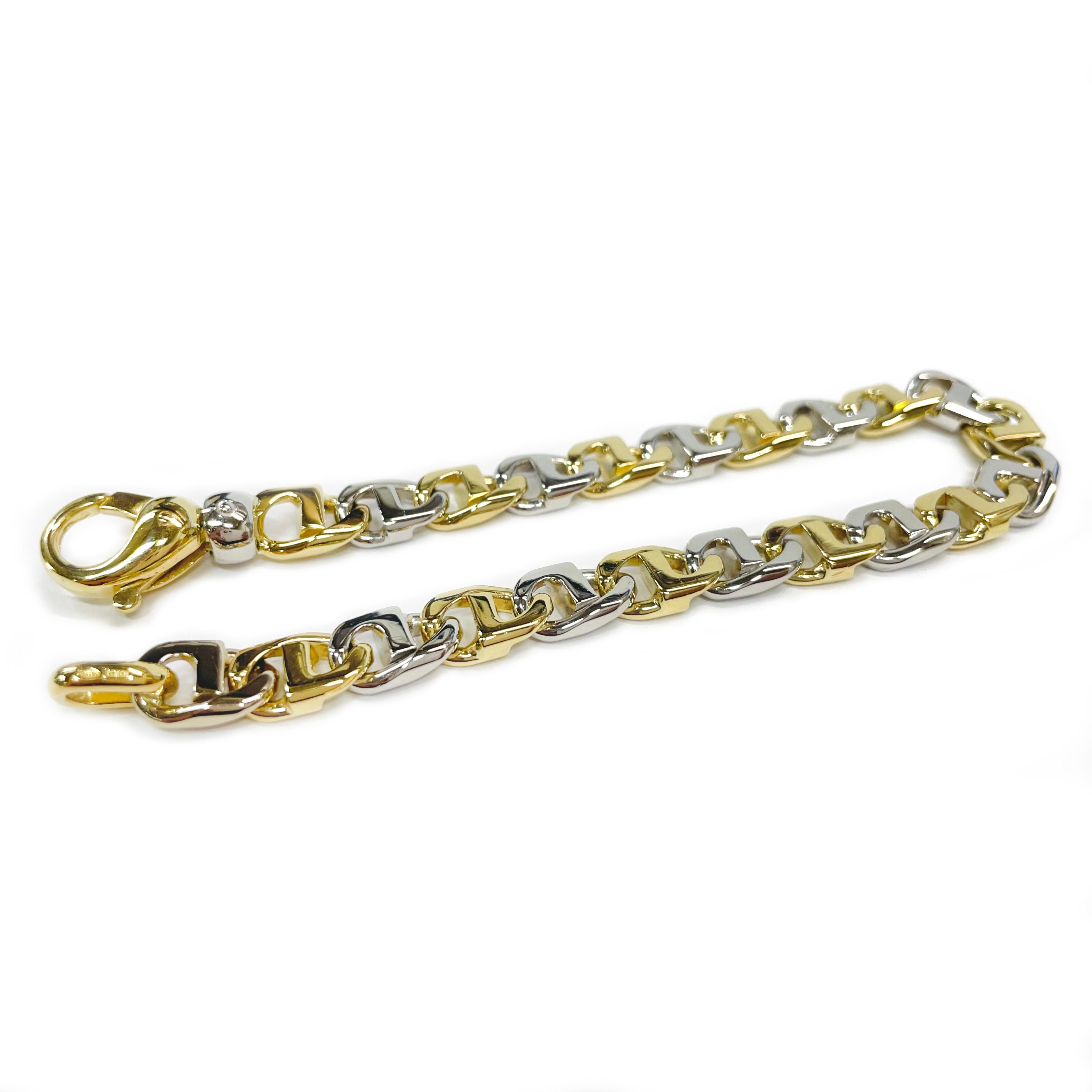 Retro Duo-Tone Fancy Link Bracelet For Sale
