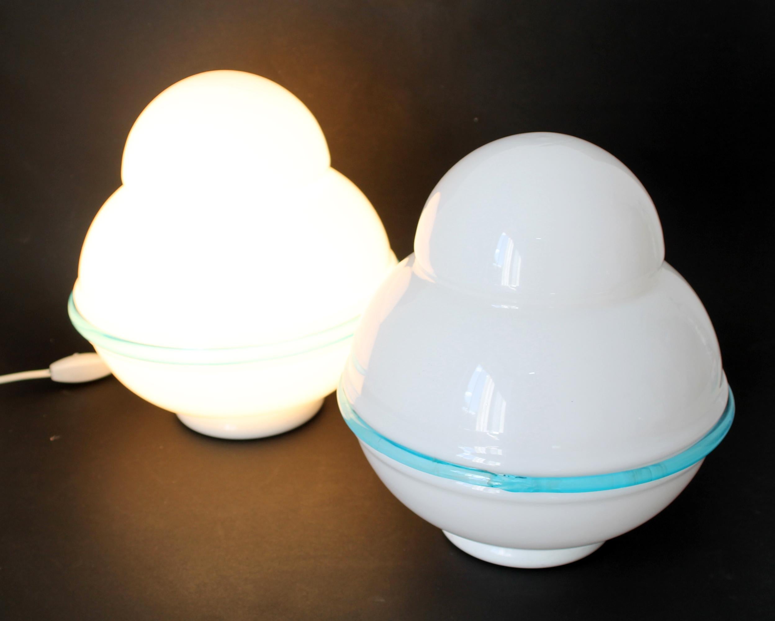 DUO))) Vintage Murano by LEUCOS table/desk lamps (26H x 23Dcm) Real eye catcher! In Fair Condition For Sale In Firenze, FI