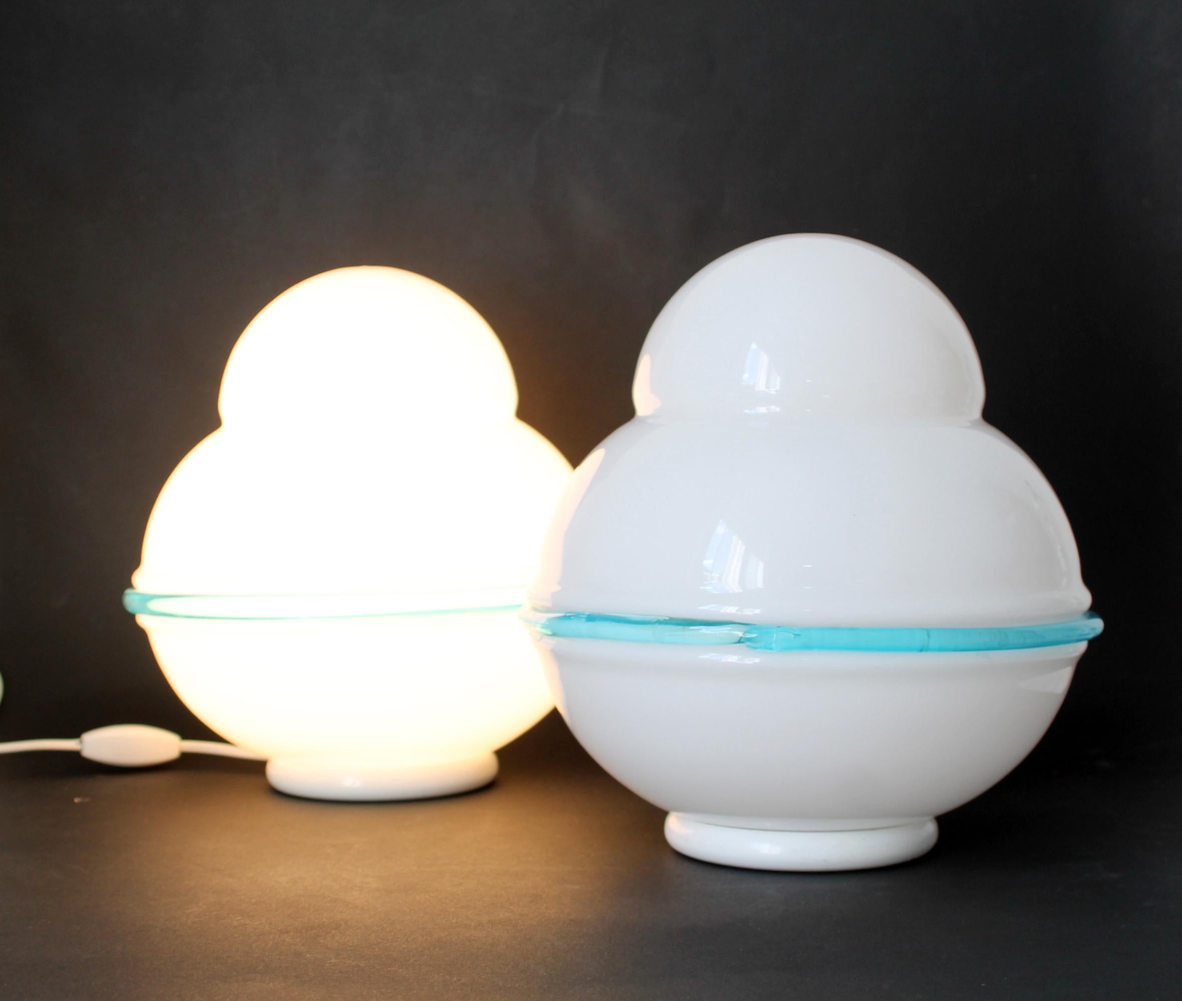 Late 20th Century DUO))) Vintage Murano by LEUCOS table/desk lamps (26H x 23Dcm) Real eye catcher! For Sale