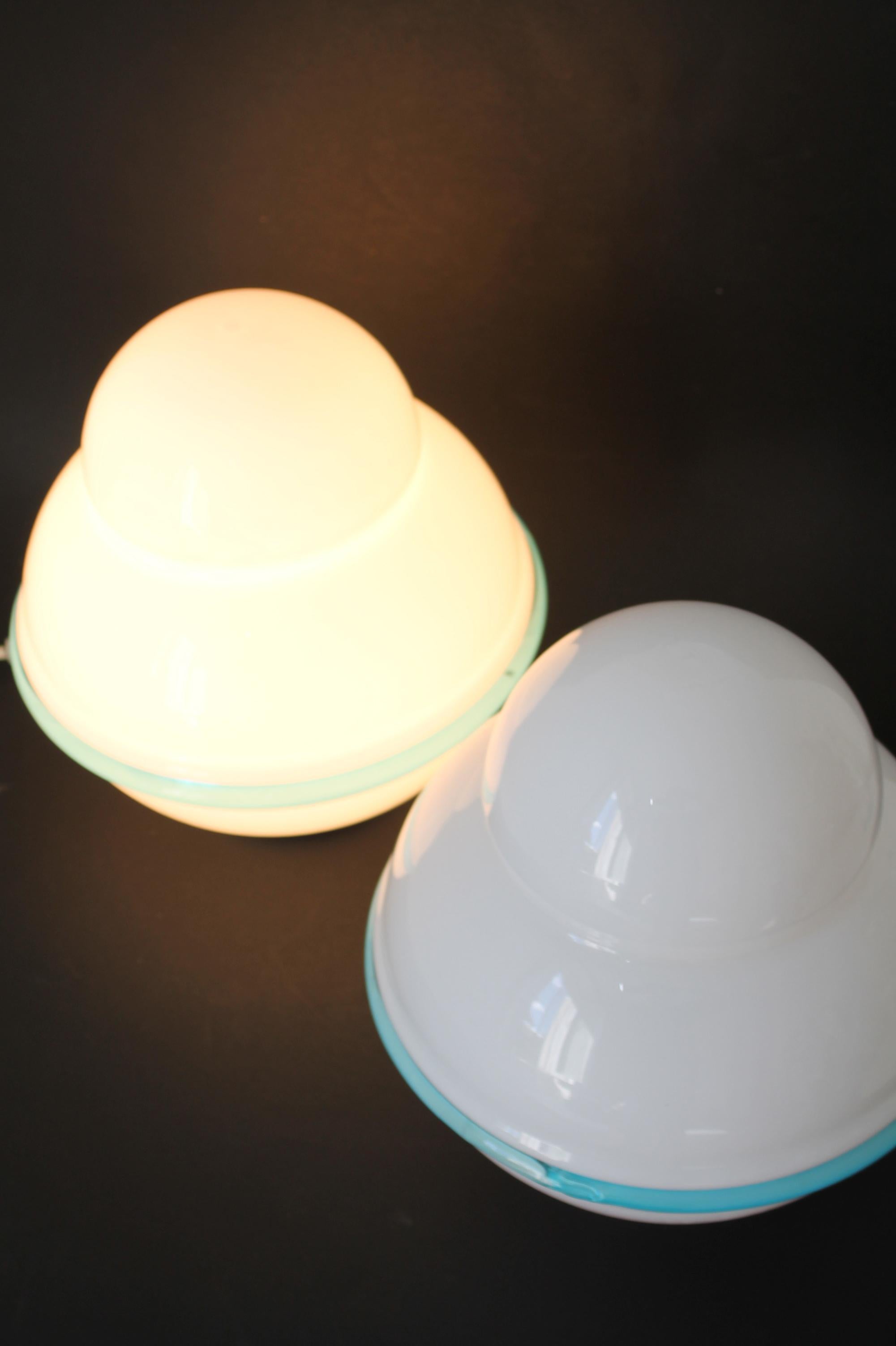 Murano Glass DUO))) Vintage Murano by LEUCOS table/desk lamps (26H x 23Dcm) Real eye catcher! For Sale