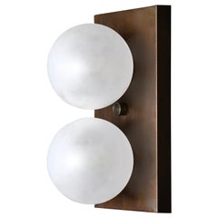 Antique DUO Wall Sconce in Bronze and Blown Opal Glass by Blueprint Lighting, 2020