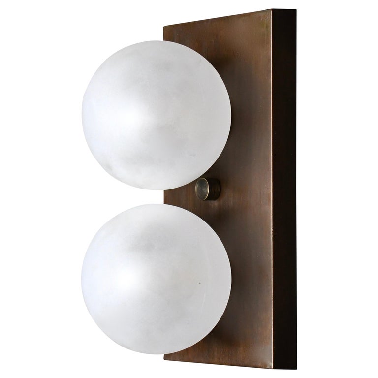 DUO Wall Sconce in Bronze and Blown Opal Glass by Blueprint Lighting, 2020 For Sale