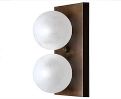 Duo Wall Sconce in Bronze and Blown Opal Glass