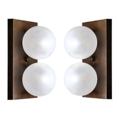 Duo Wall Sconce in Bronze and Blown Opal Glass