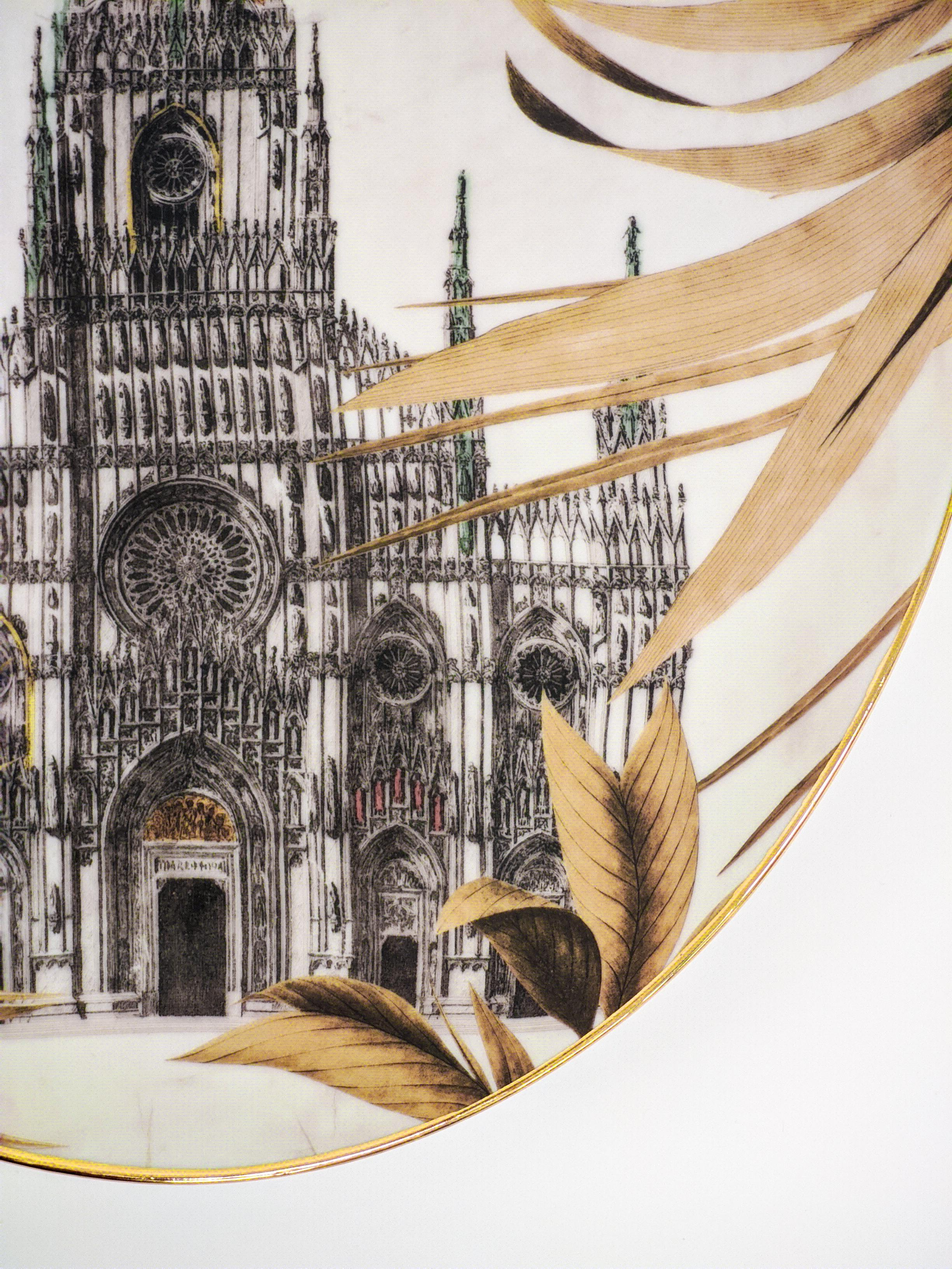 Molded Cathedral That Is Not There, Contemporary Decorated Porcelain Tray Design by Vito Nesta  For Sale
