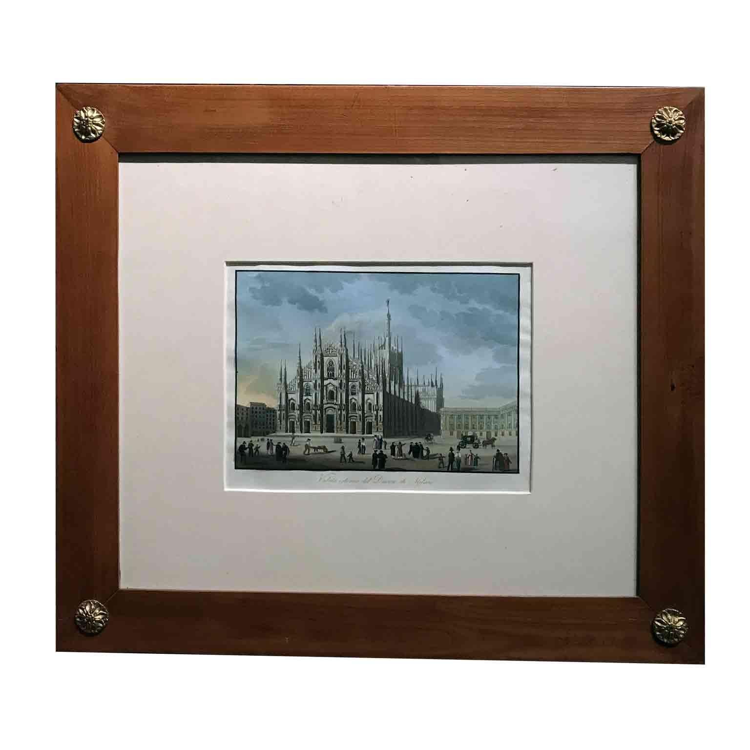 Etched Duomo Milan Cathedral Front View Early 19th Century Original Etching