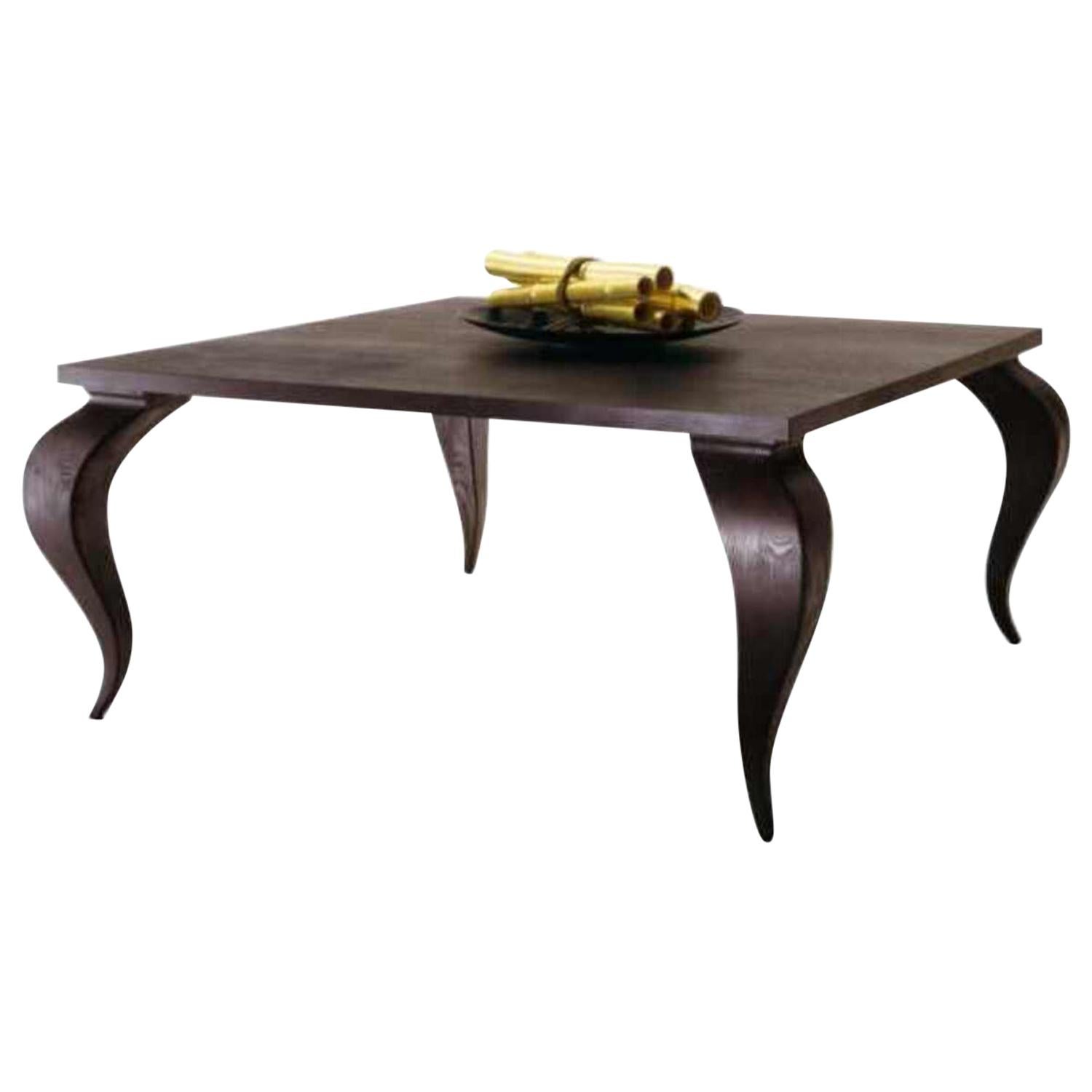 DUONG Square Black Sandbasted Dining Table with Hand Carved Legs