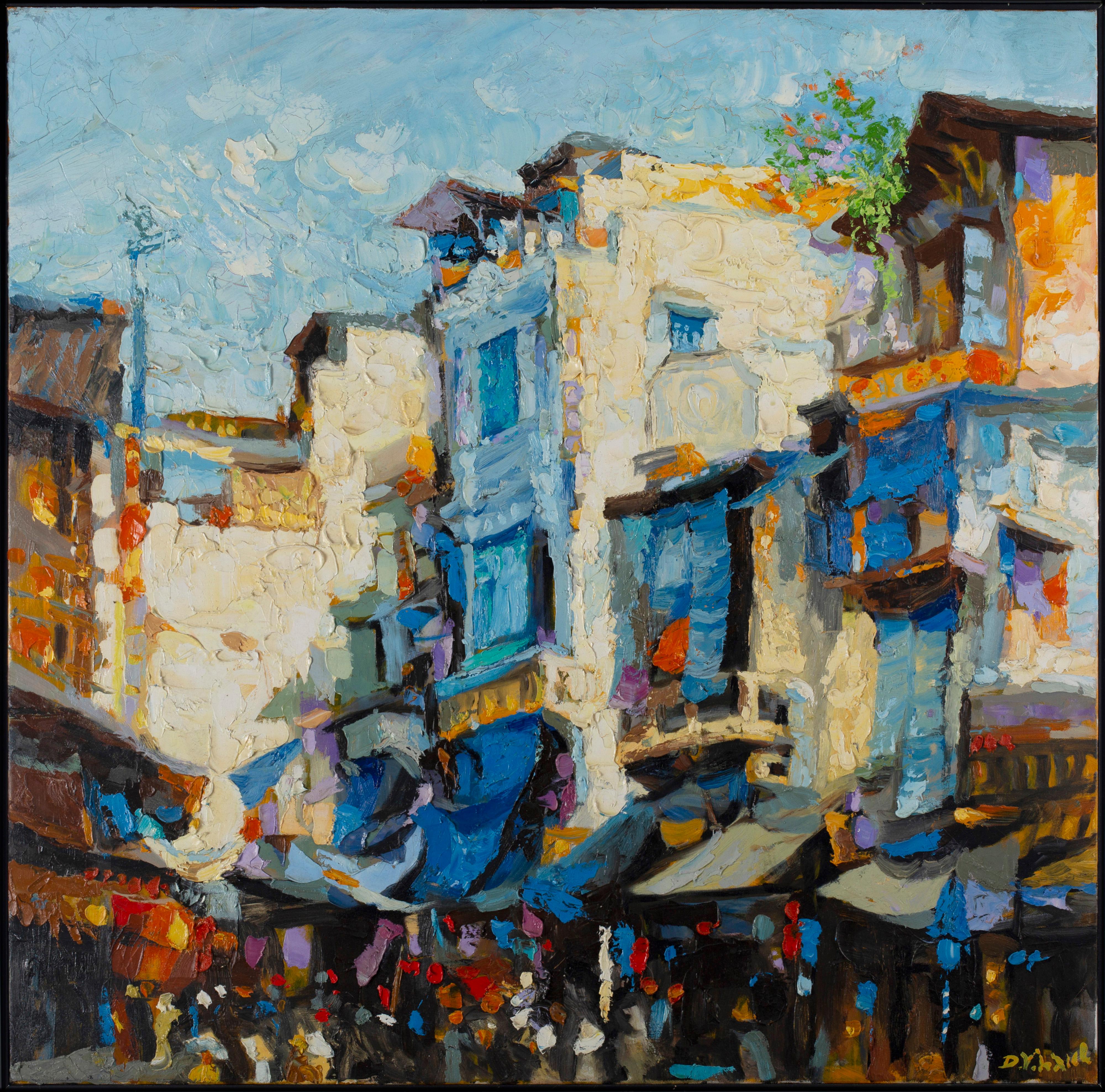 Duong Viet Nam is a Vietnamese contemporary artist known for his Post-Impressionistic style of painting. He often captures city scenes during busy parts of the day.  In his paintings you notice the French architecture which is seen throughout Hanoi.