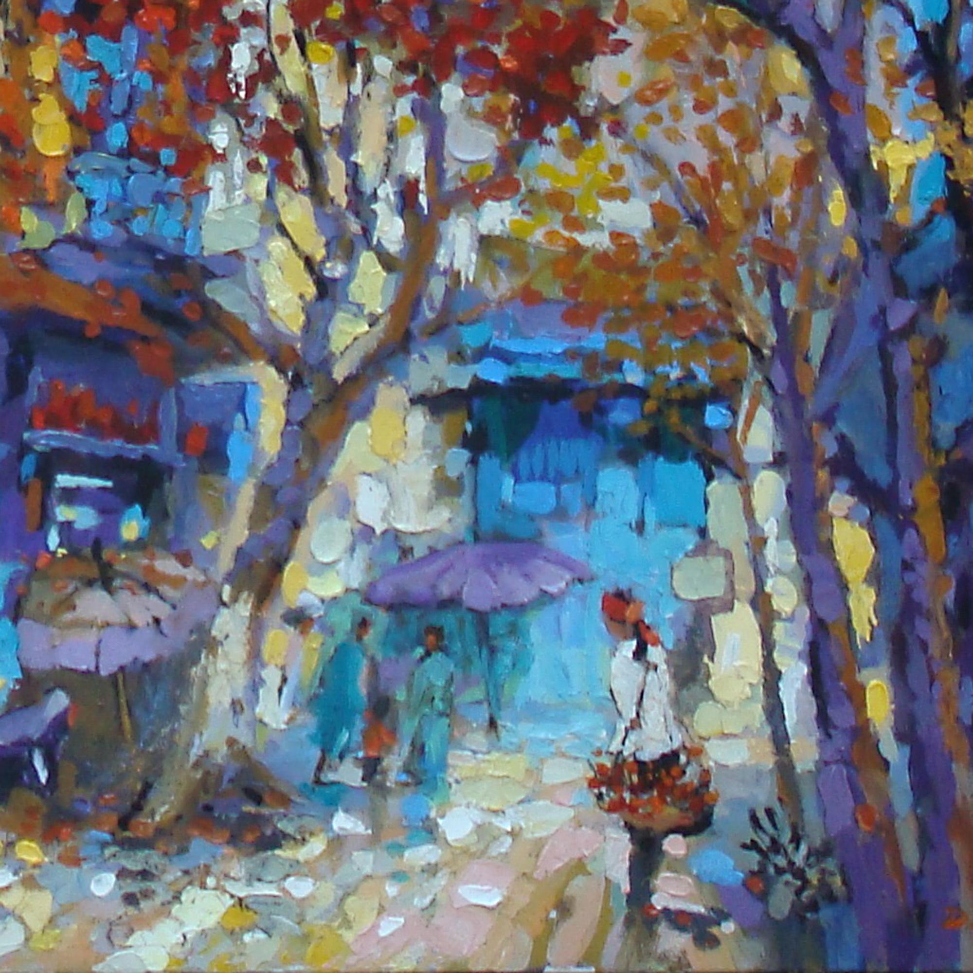 'Spring' Impressionist Oil Painting of a Street Scene For Sale 2