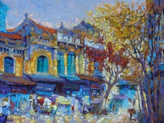 'Spring' Impressionist Oil Painting of a Street Scene