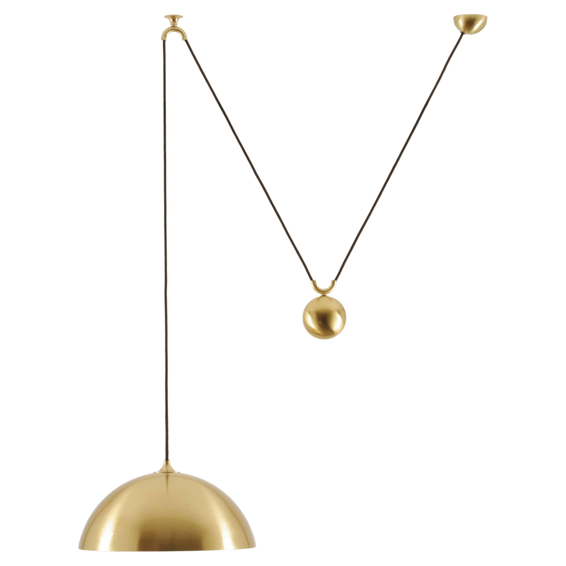 DUOS 36 Pendant Lamp with Side Pull in Brass by Florian Schulz, Germany For Sale