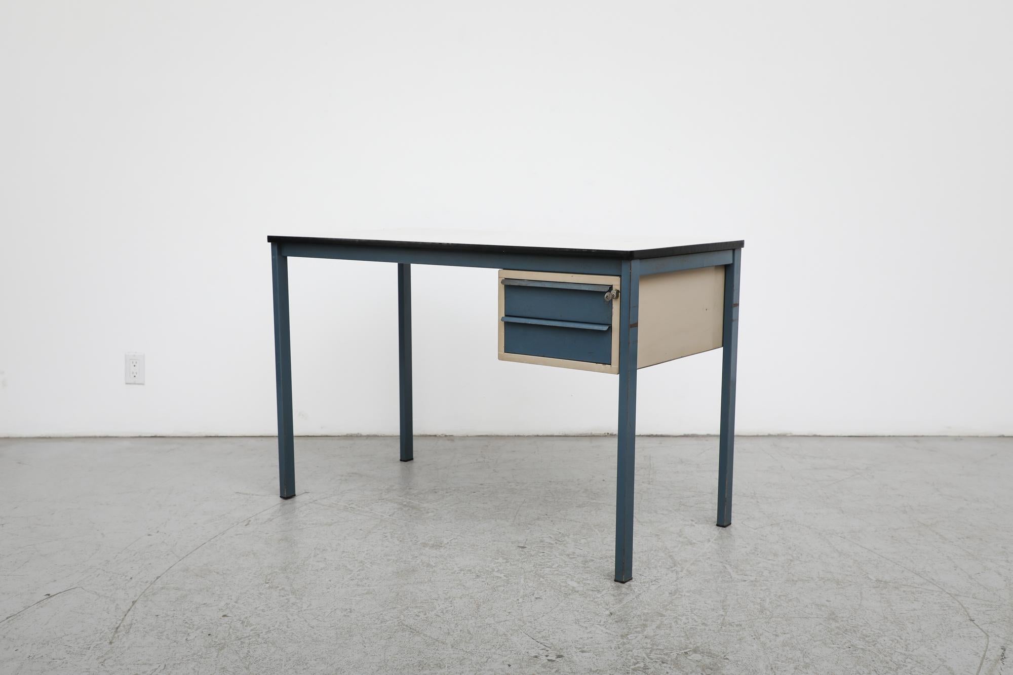 Duotone Ahrend De Cirkel Metal Desk With Two Drawers For Sale 5