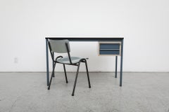 Duotone Metal Desk by Marko, Blue and Gray, Two Drawers