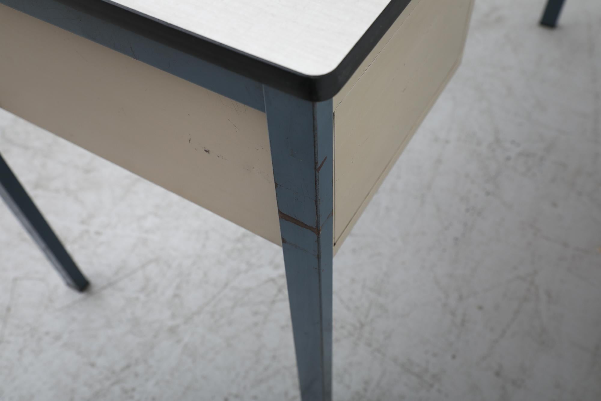 Duotone Ahrend De Cirkel Metal Desk With Two Drawers For Sale 2